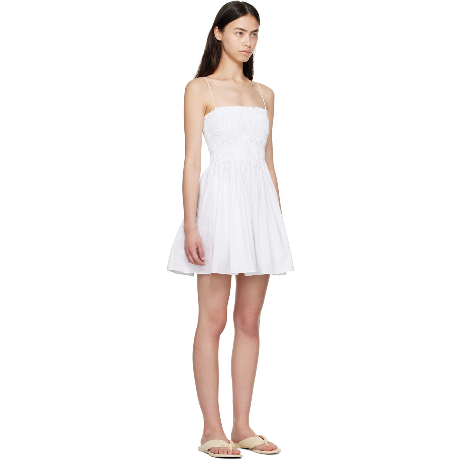  Matteau White Shirred Bodice Minidress 