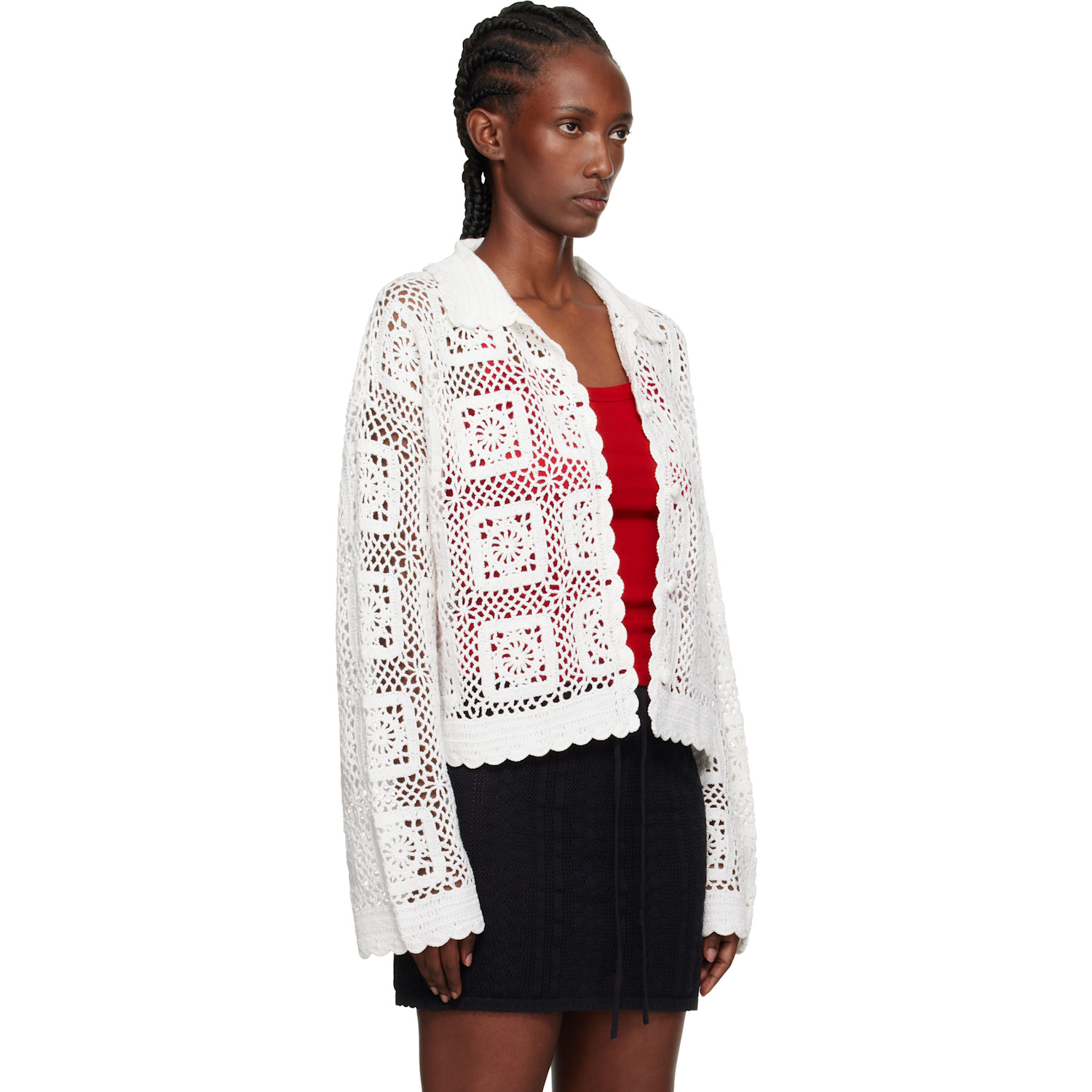 Holzweiler White Rosie Crochet Cardigan 