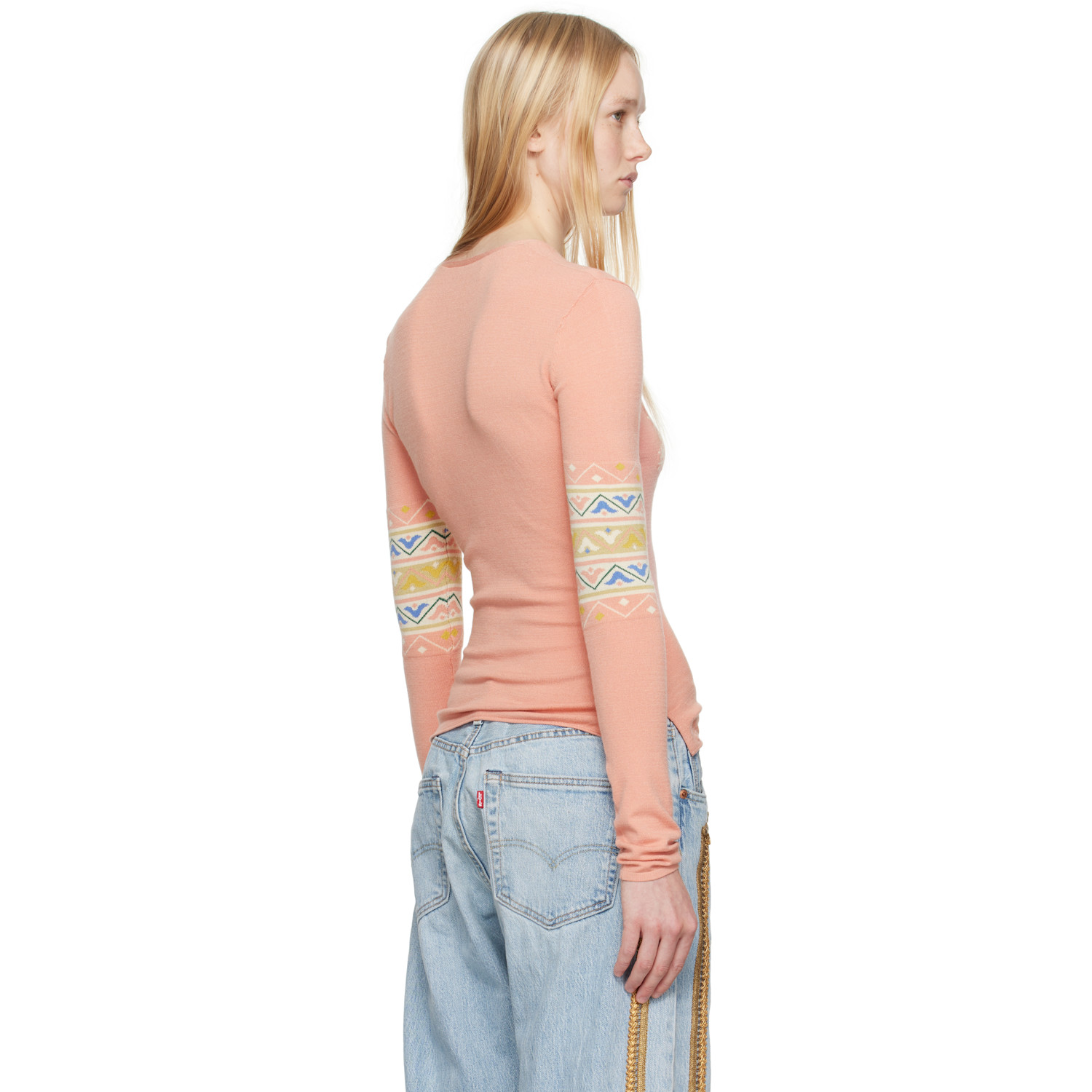  Conner Ives Pink Sock Long Sleeve Henley 
