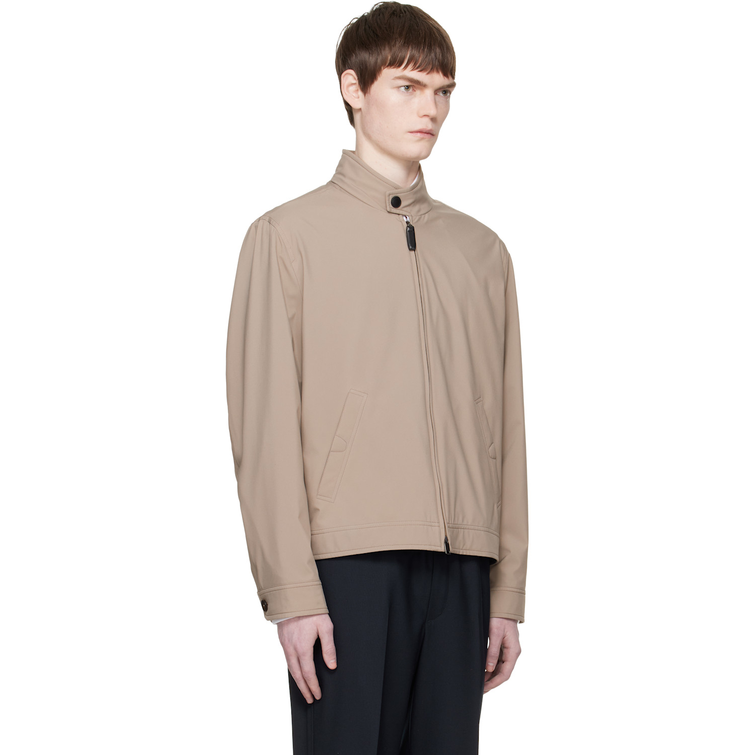  Brioni Gray Standing Collar Jacket 