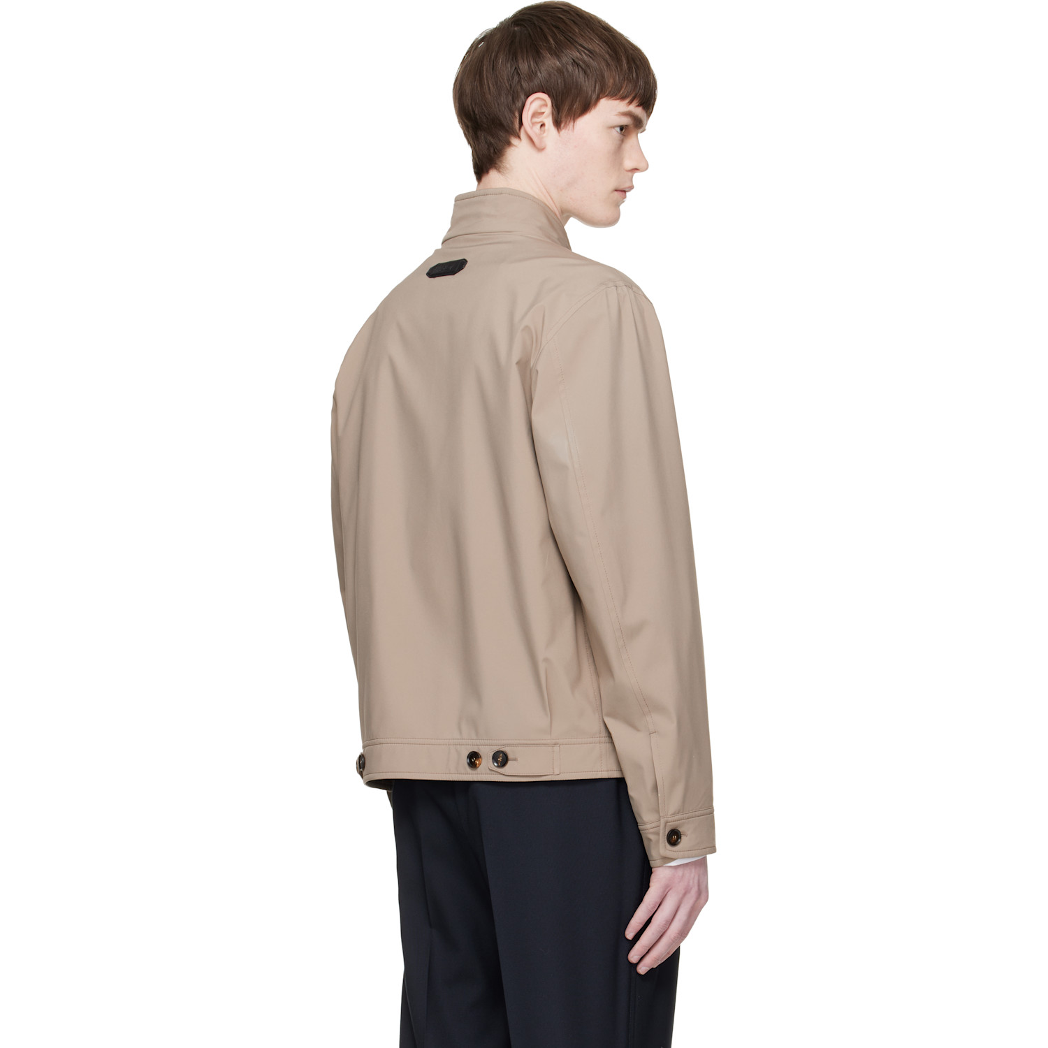  Brioni Gray Standing Collar Jacket 