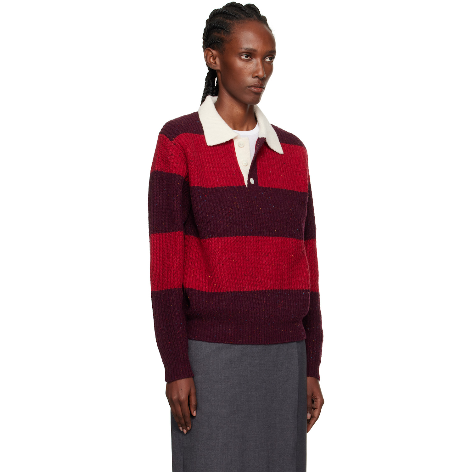  Dunst Red & Burgundy Chunky Rugby Polo 