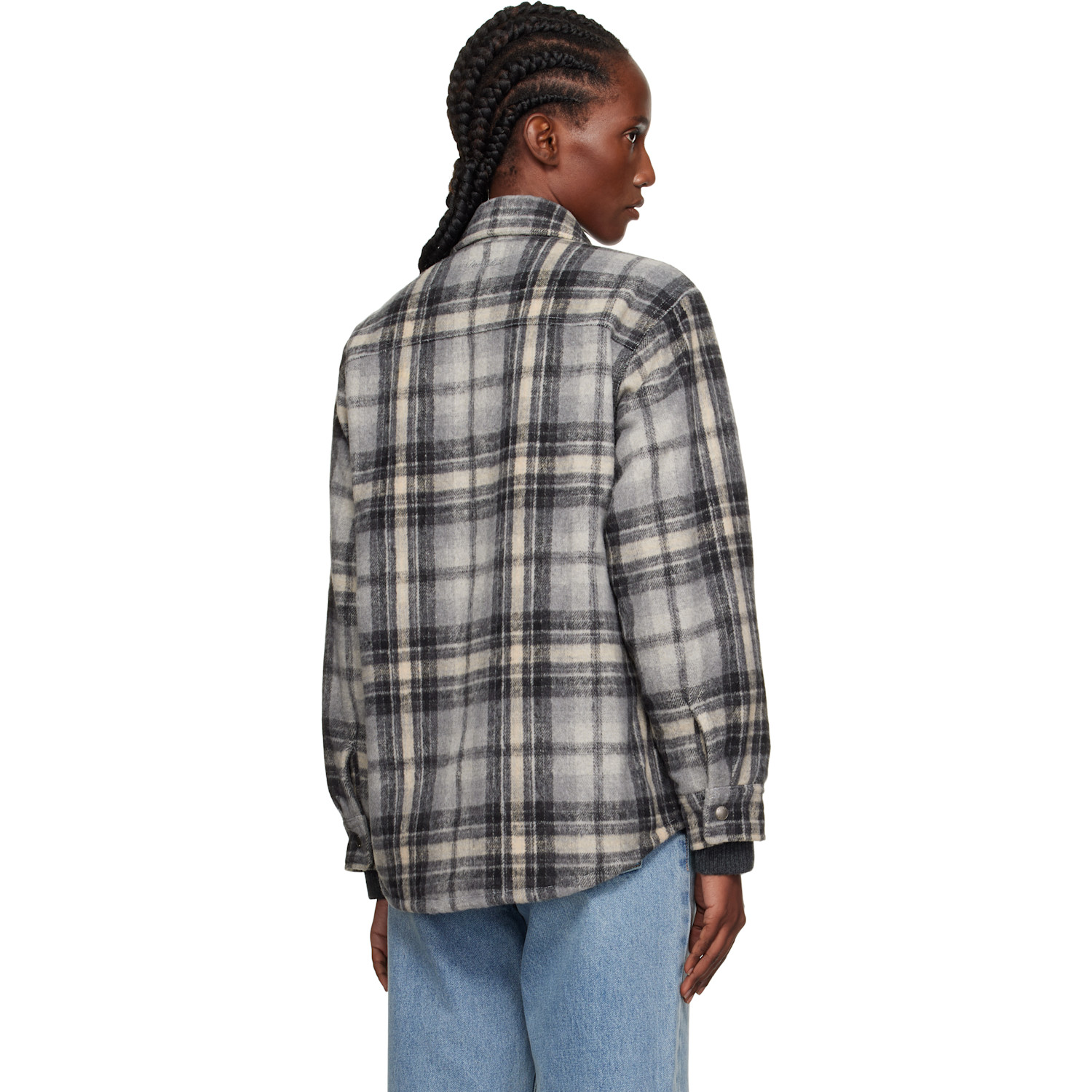  Dunst Gray Quilted Check Flannel Overshirt 