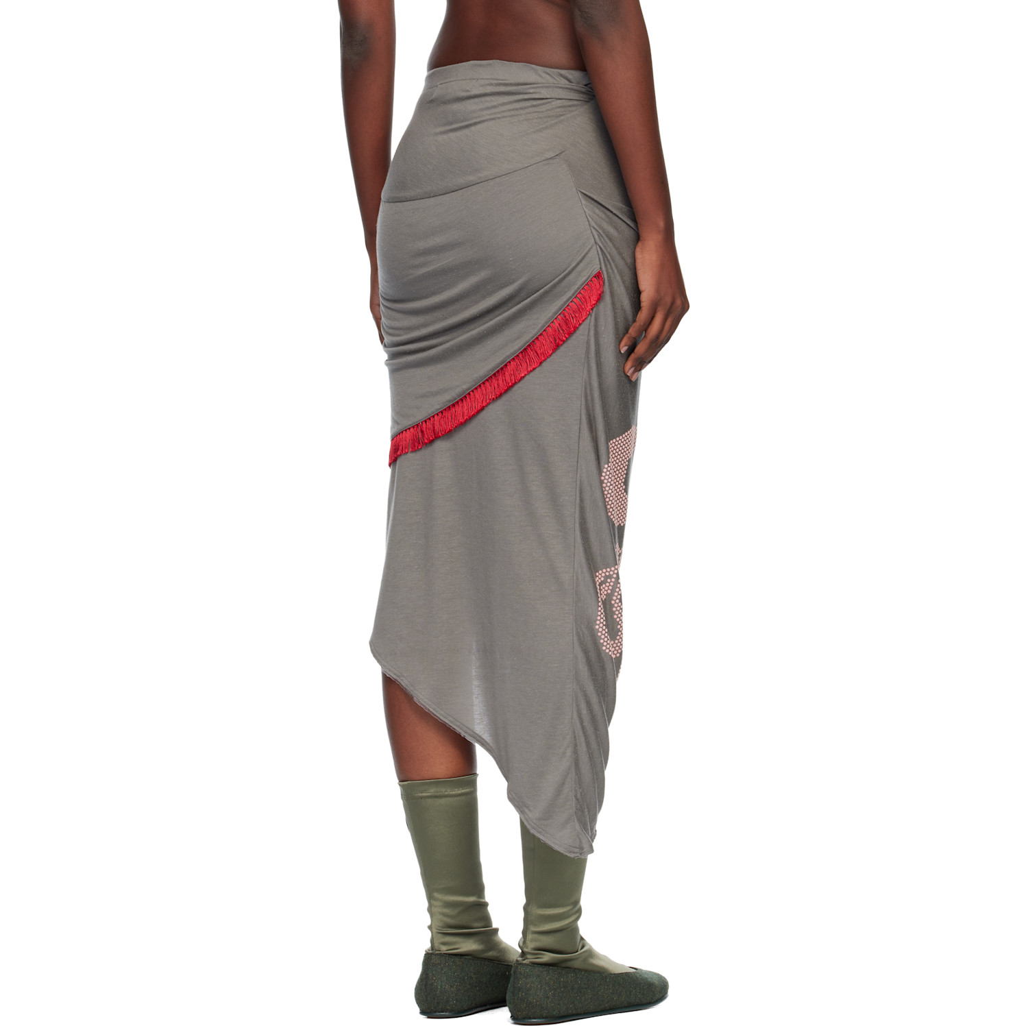  Kiko Kostadinov Gray Raven Midi Skirt 