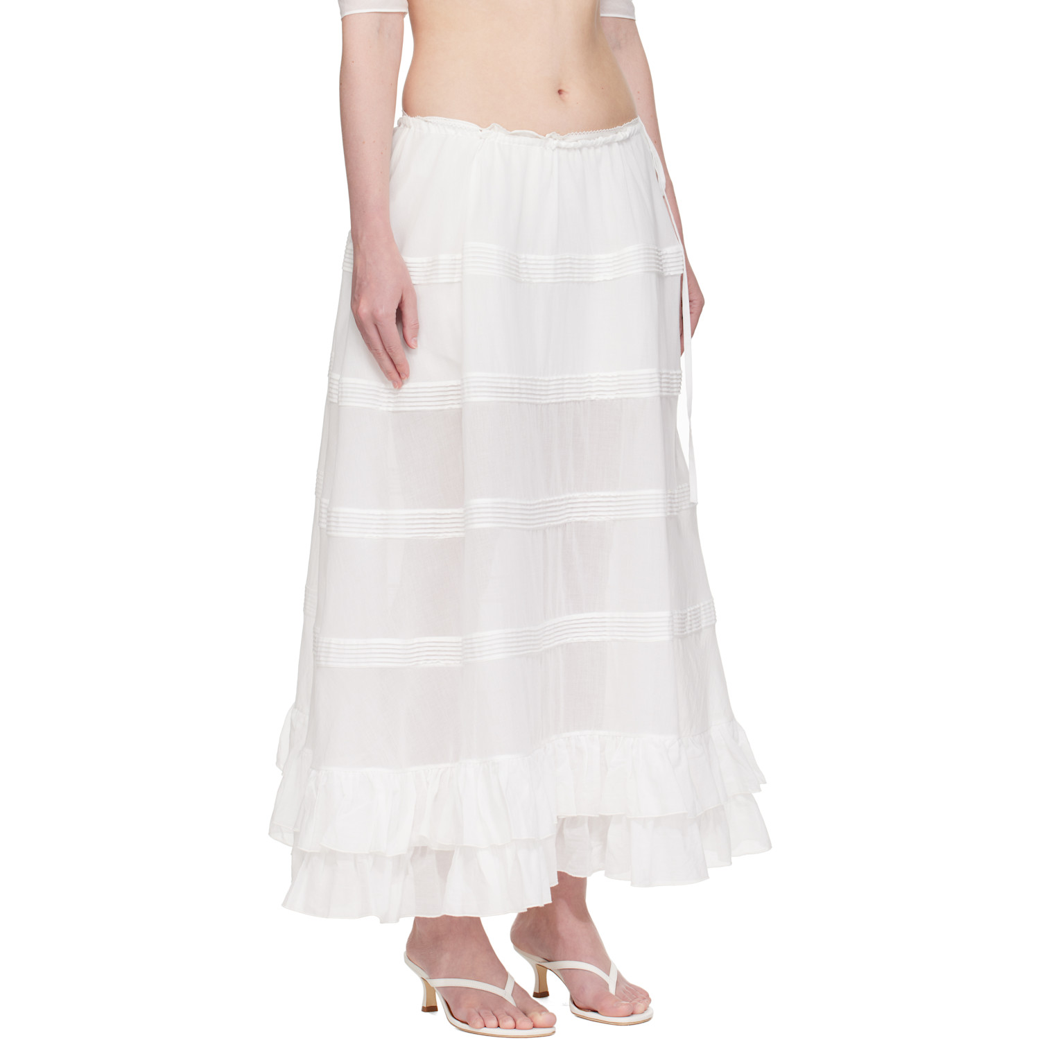  Mirror Palais White Mirage Bustle Midi Skirt 