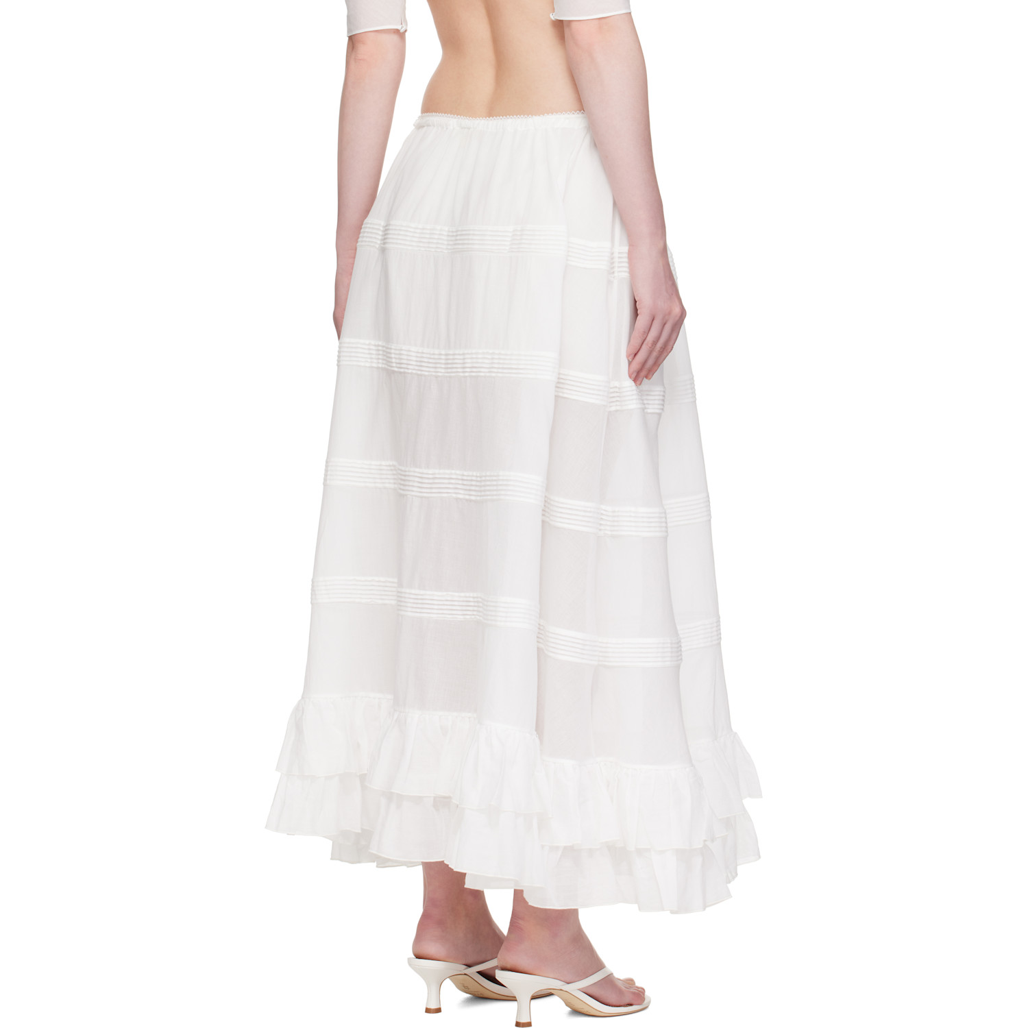  Mirror Palais White Mirage Bustle Midi Skirt 