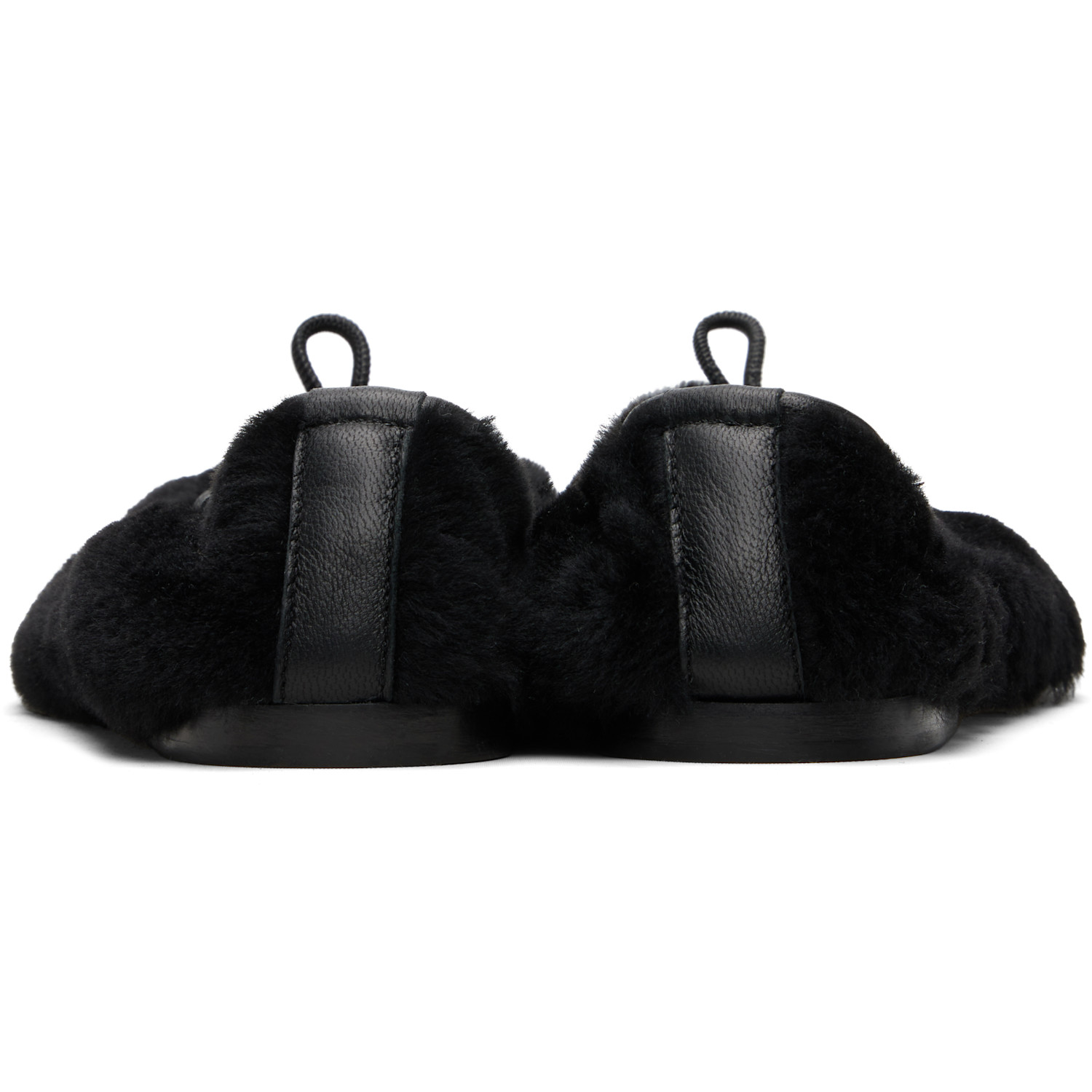  Hereu Black Puntera Shearling Ballerina Flats 