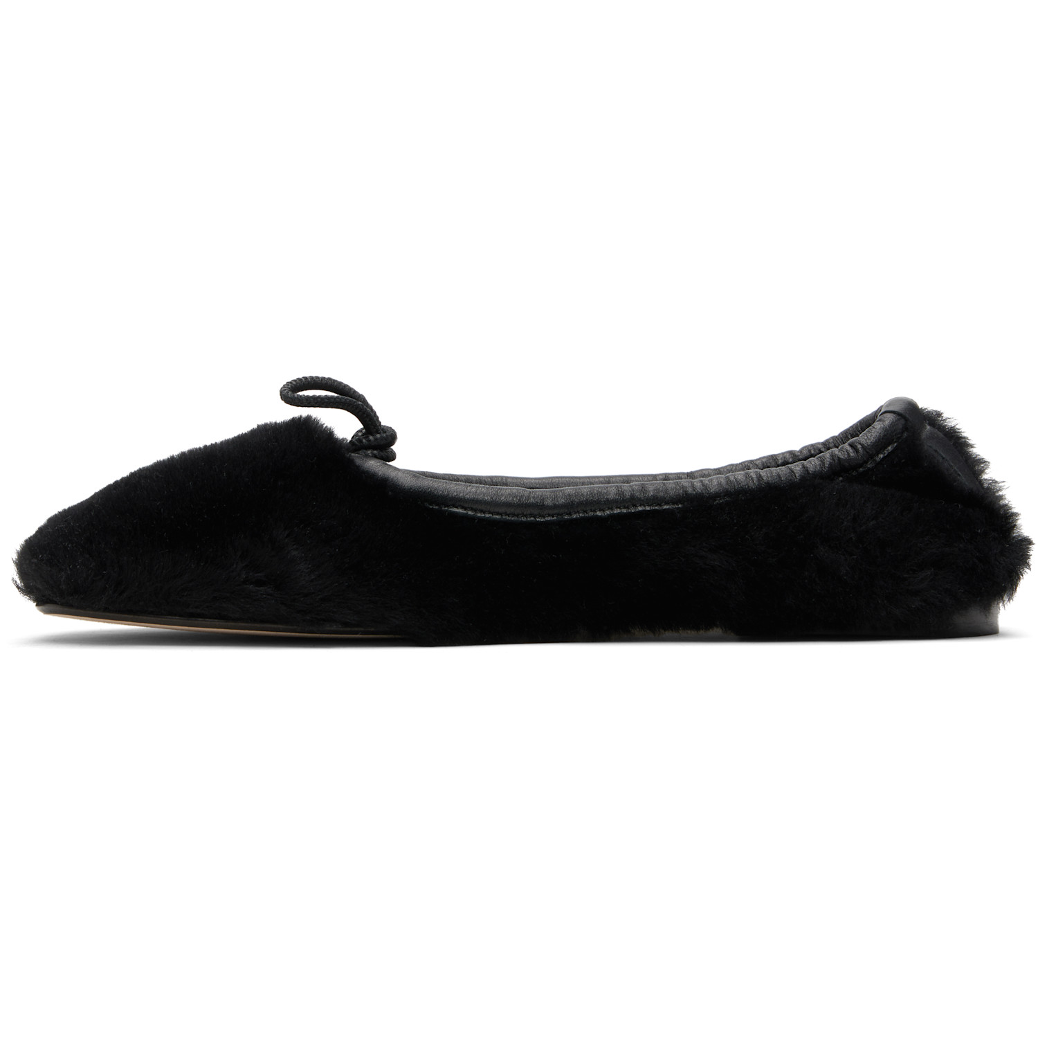  Hereu Black Puntera Shearling Ballerina Flats 