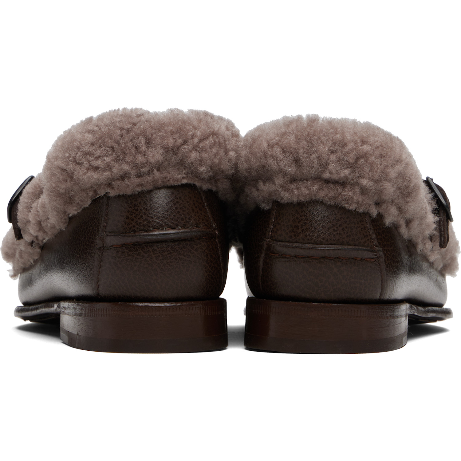  Hereu Brown Lorea Curly Shearling Loafers 