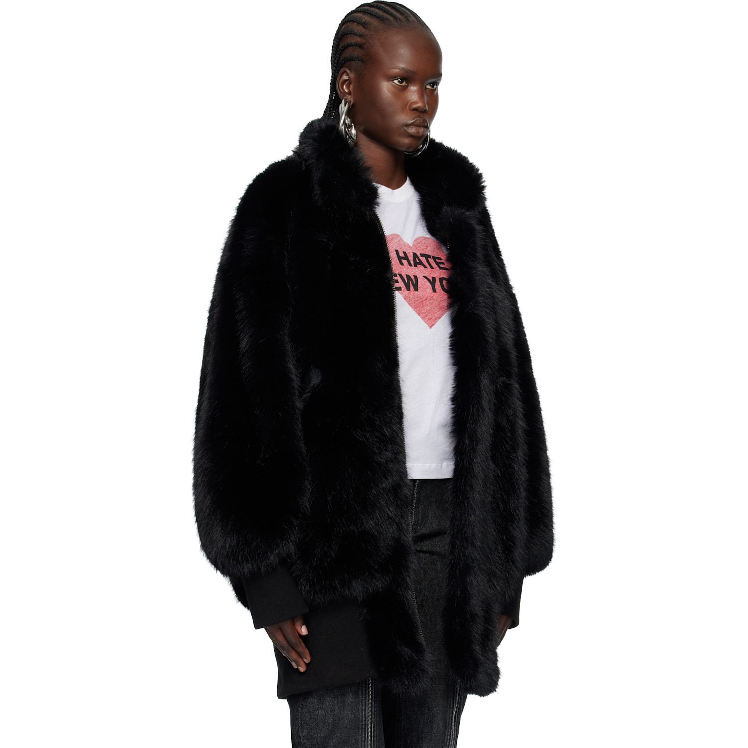  Vaquera Black Faux-fur Bomber Coat 