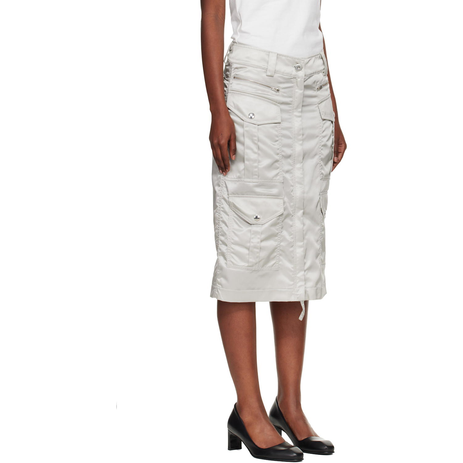  Vaquera Gray Aviator Cargo Midi Skirt 