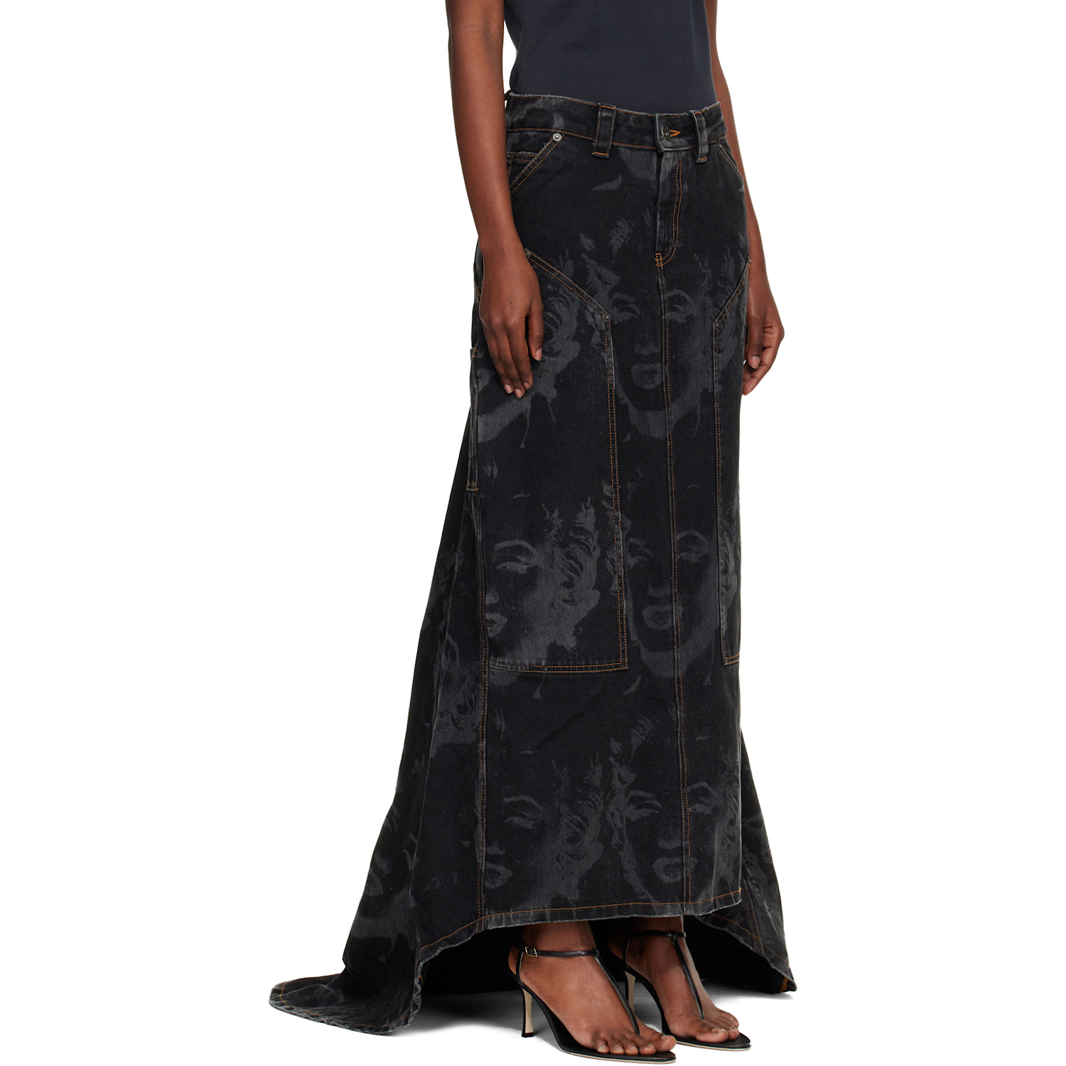  Vaquera Black Prom Denim Maxi Skirt 