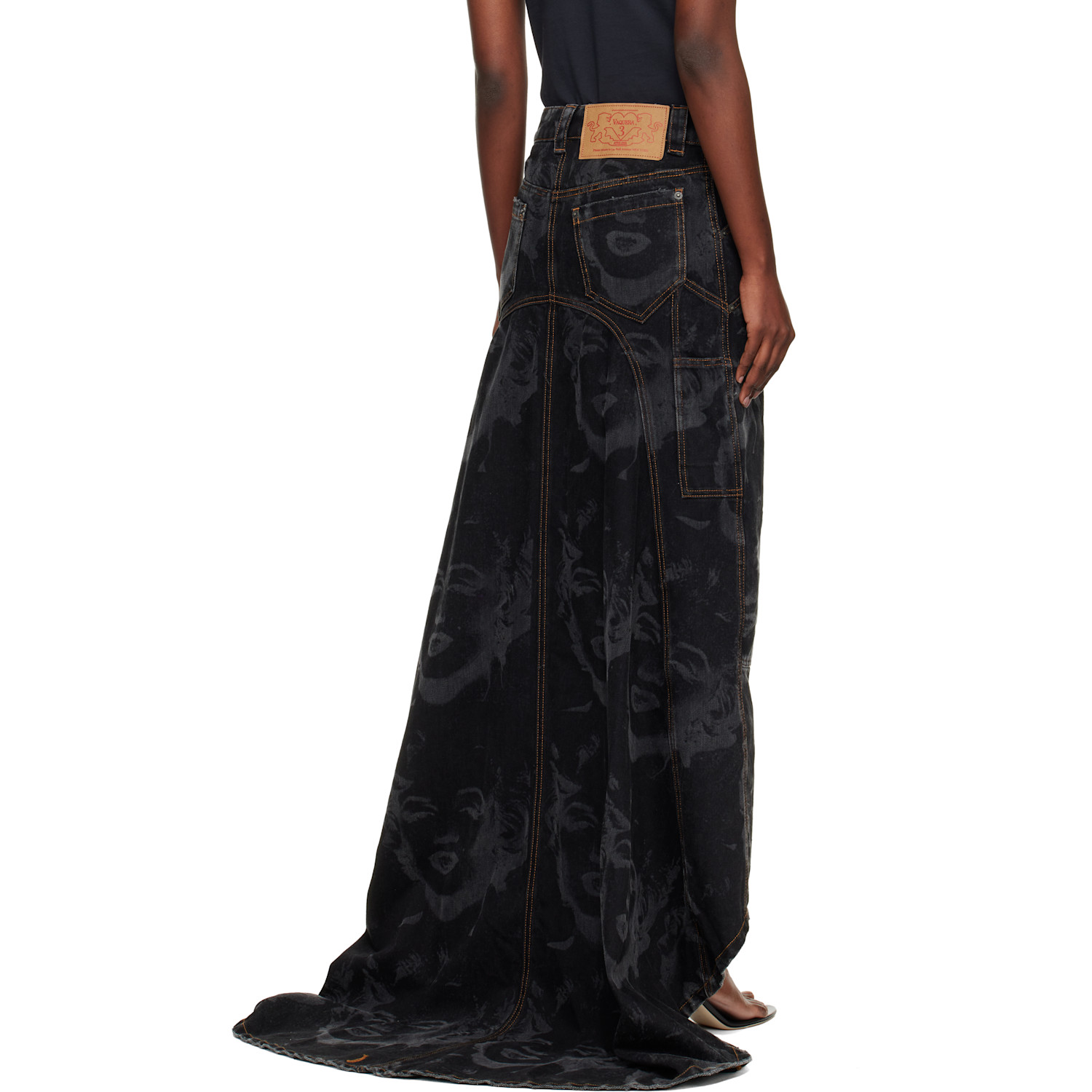  Vaquera Black Prom Denim Maxi Skirt 
