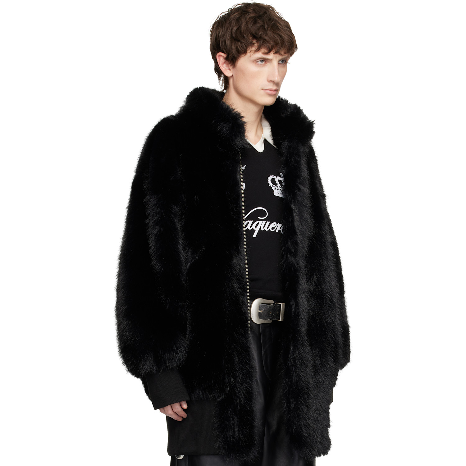  Vaquera Black Faux-fur Bomber Coat 