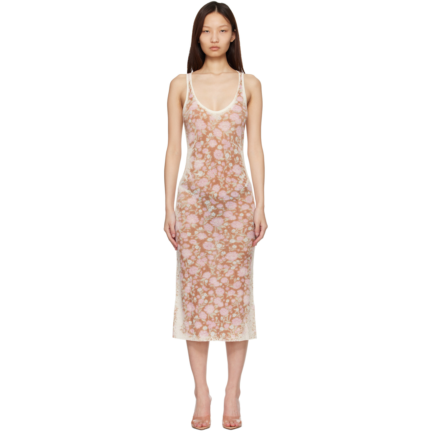Diesel Pink & Beige M-Blom Midi Dress