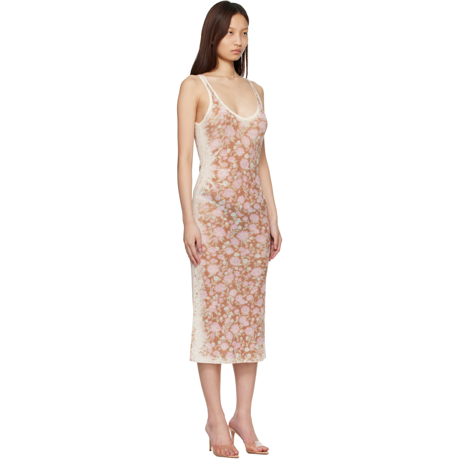 Diesel Pink & Beige M-blom Midi Dress 