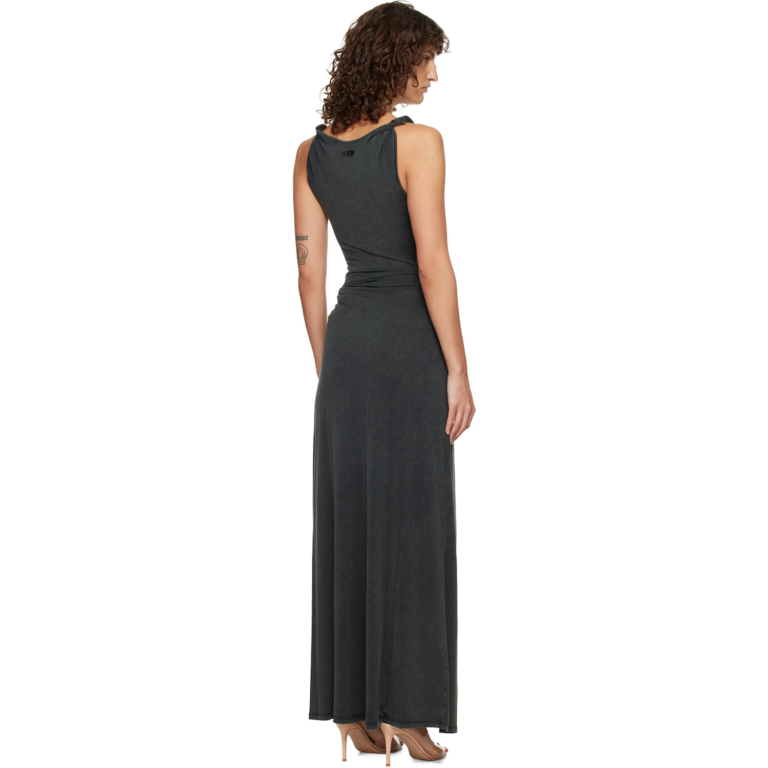  Diesel Gray Jersey Twisted Details Maxi Dress 
