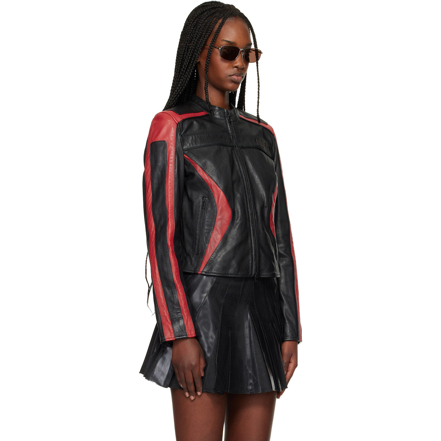  Diesel Black & Red L-ovable Leather Jacket 
