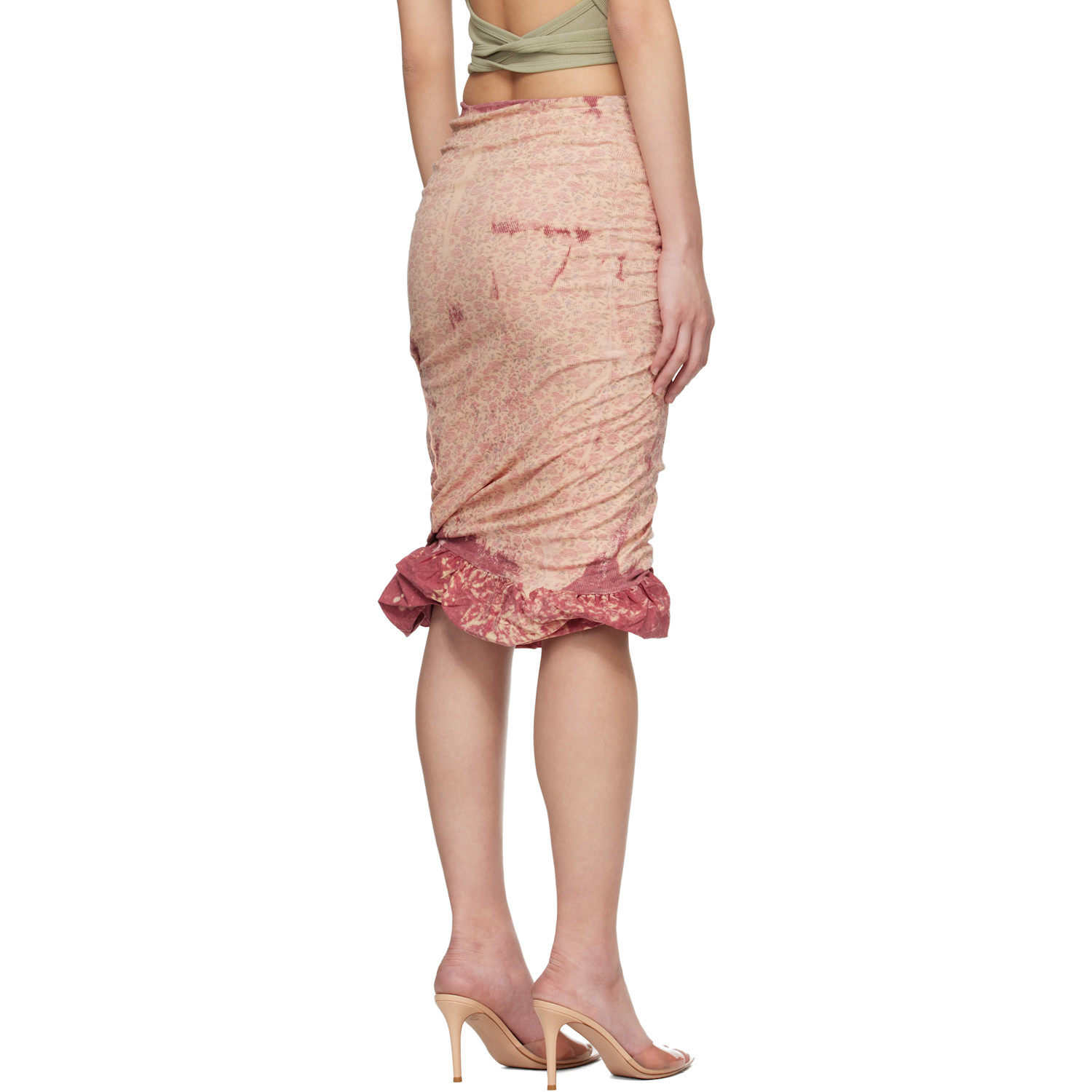  Diesel Pink Treated Double-layer Puffy Hem Miniskirt 