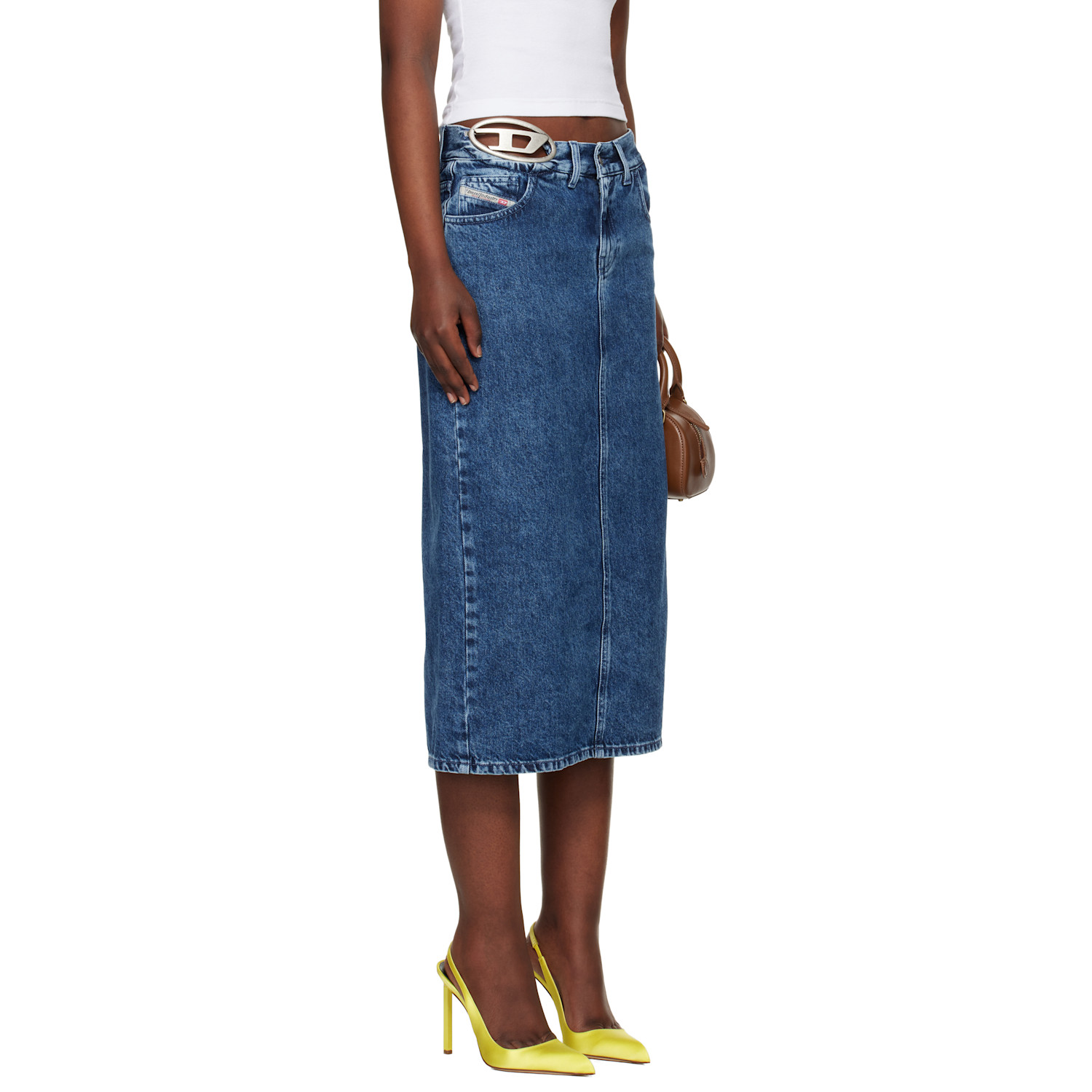 Diesel Blue De-skye-s1 Denim Midi Skirt 