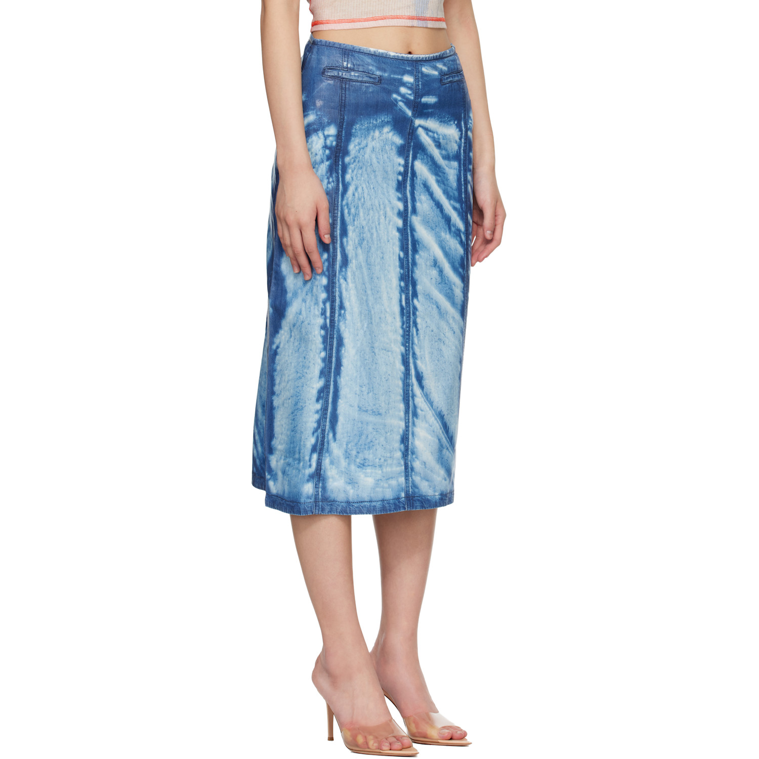  Diesel Blue X-ray Lyocell Denim Midi Skirt 