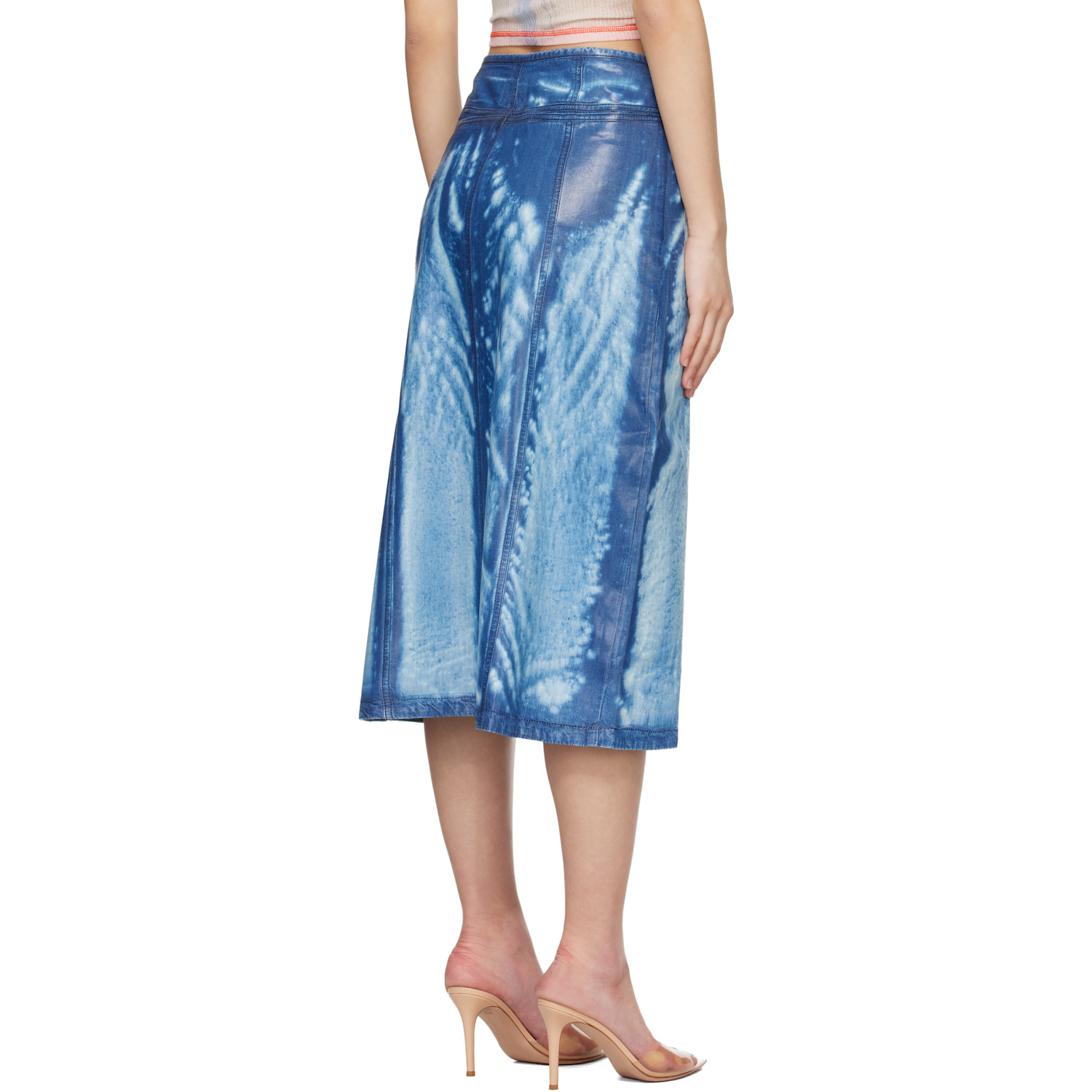  Diesel Blue X-ray Lyocell Denim Midi Skirt 