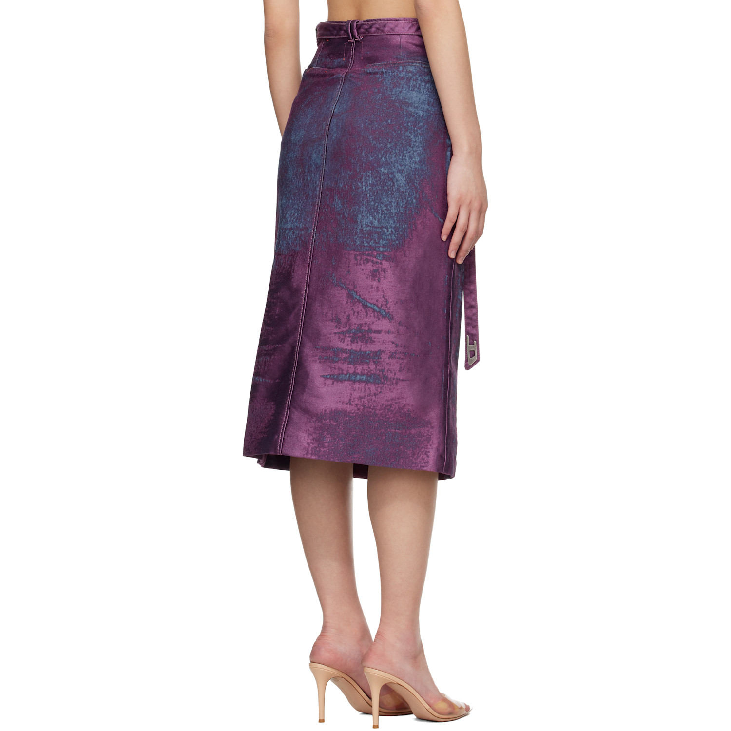  Diesel Purple Satin Denim Midi Skirt 