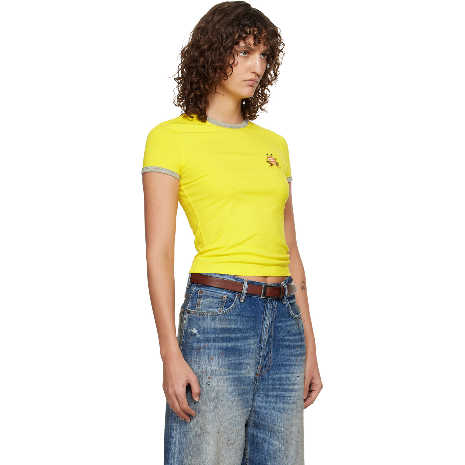  Diesel Yellow Slim Frog Print T-shirt 