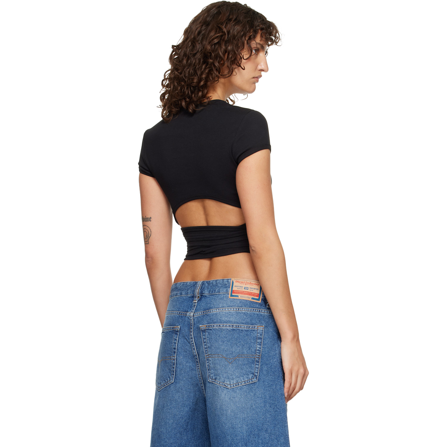  Diesel Black Wrap-around Ribbed T-shirt 