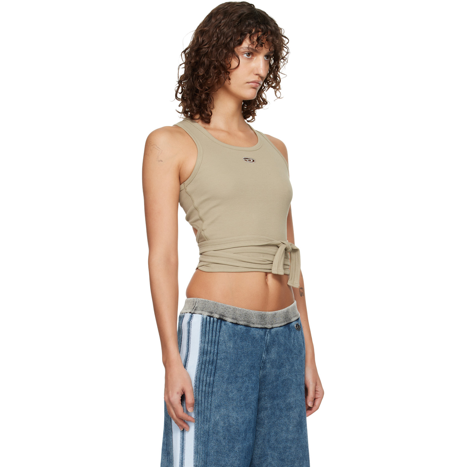  Diesel Gray Wrap-around Crop Tank Top 