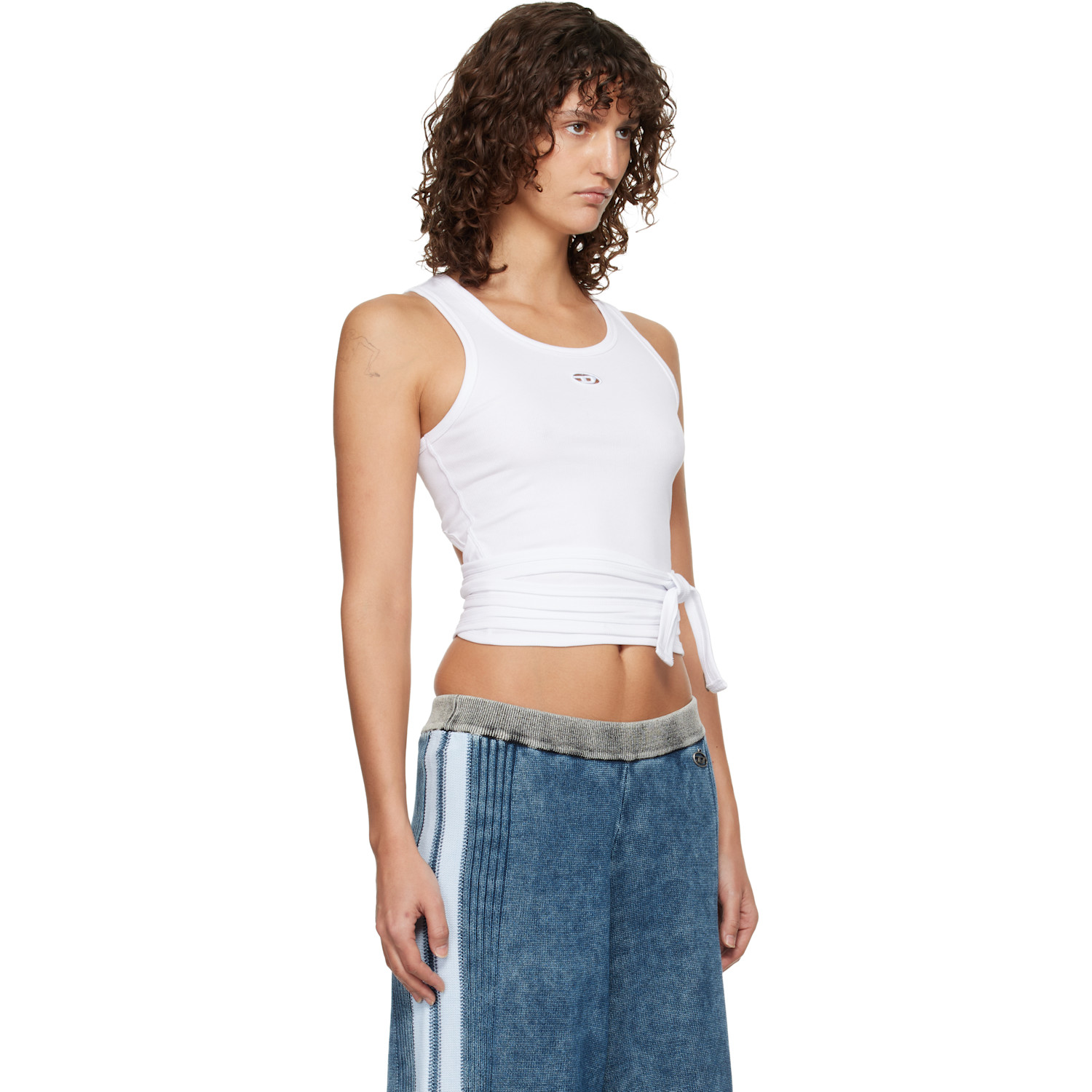  Diesel White Wrap-around Crop Tank Top 
