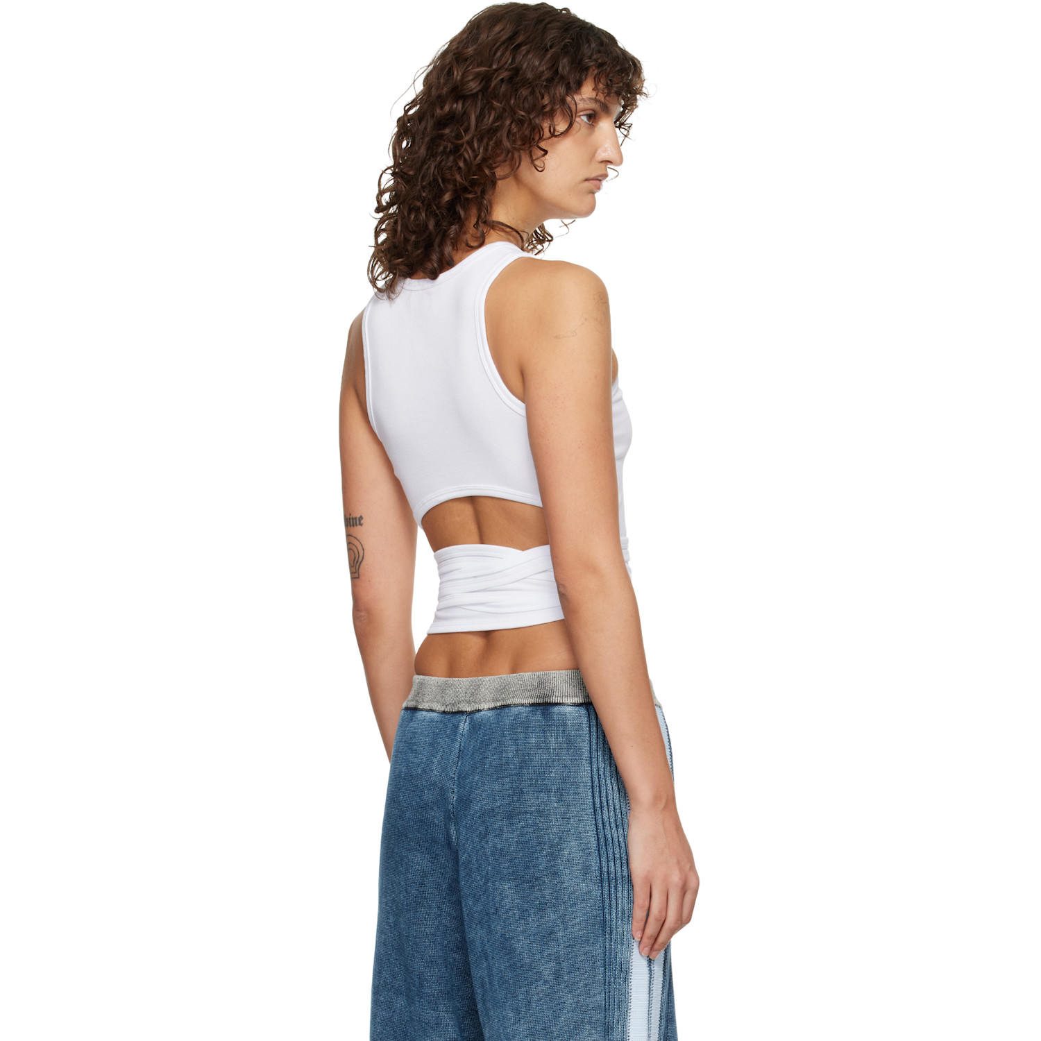  Diesel White Wrap-around Crop Tank Top 