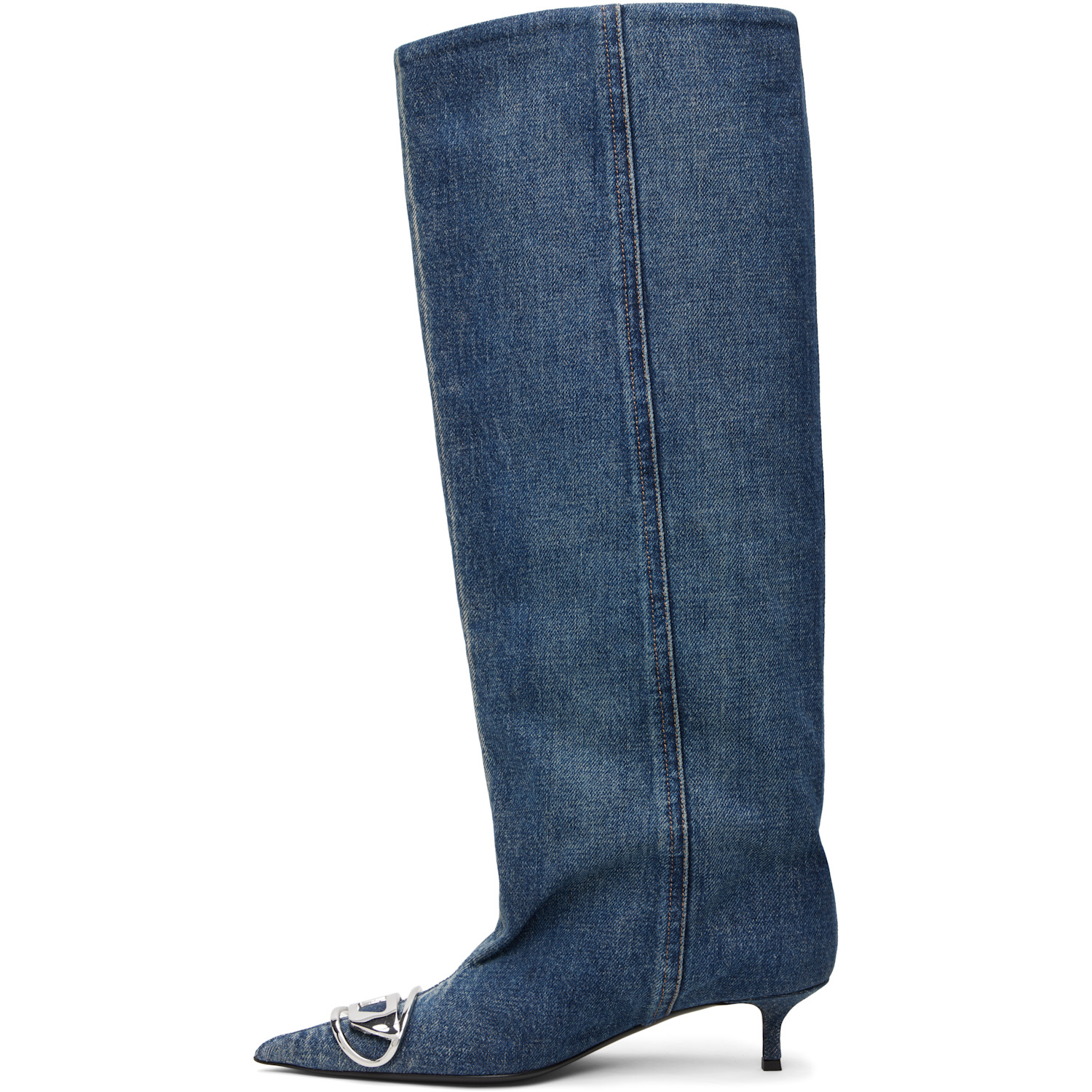  Diesel Blue D-venus Kb Slouchy Denim Tall Boots 