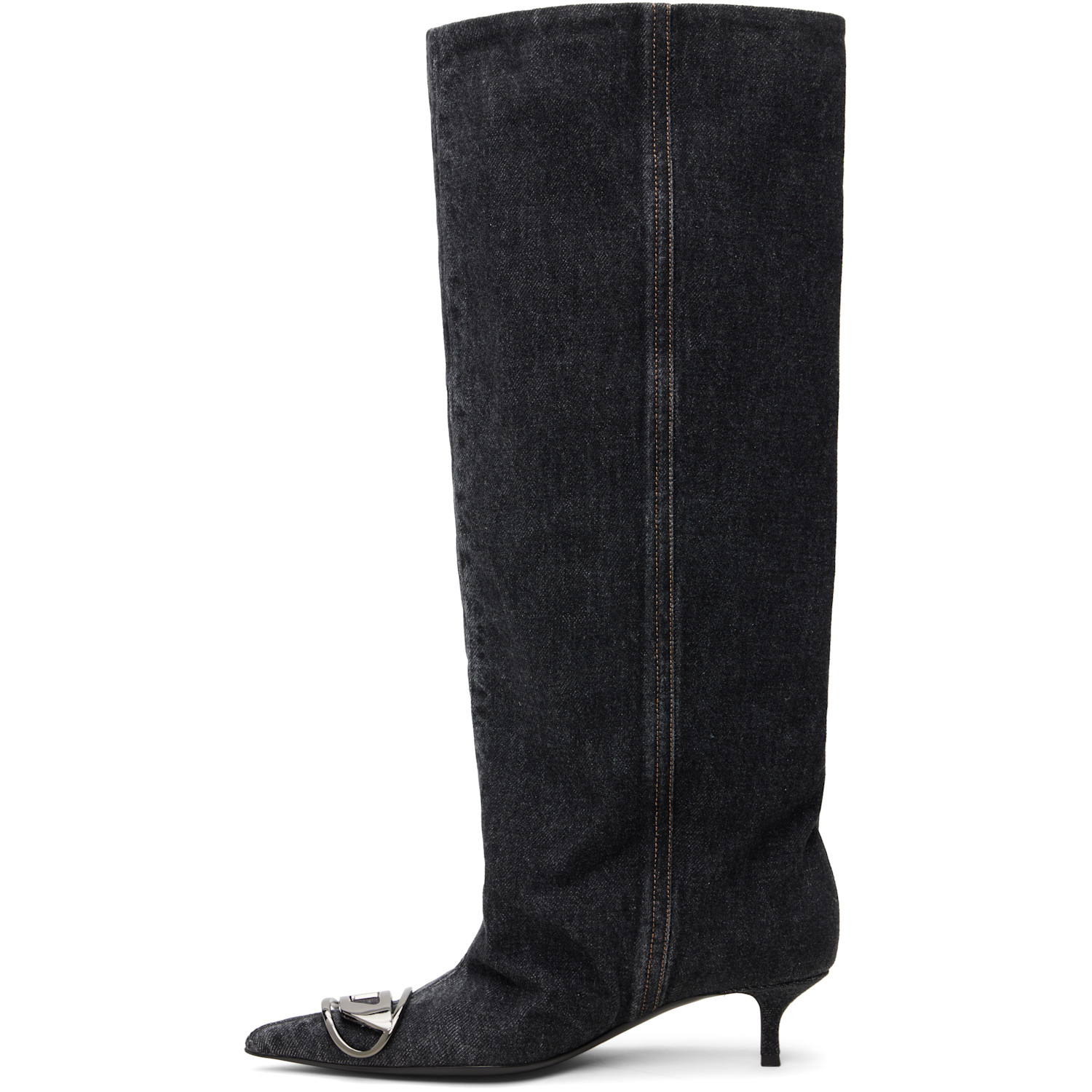  Diesel Black D-venus Kb Slouchy Denim Tall Boots 