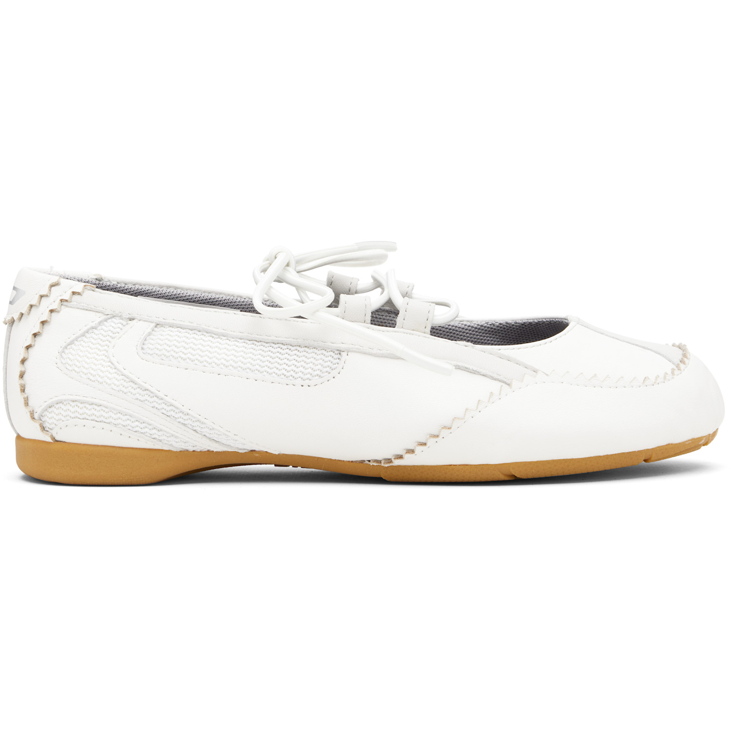 Diesel White D-Mile Lace-Up Ballerina Flats