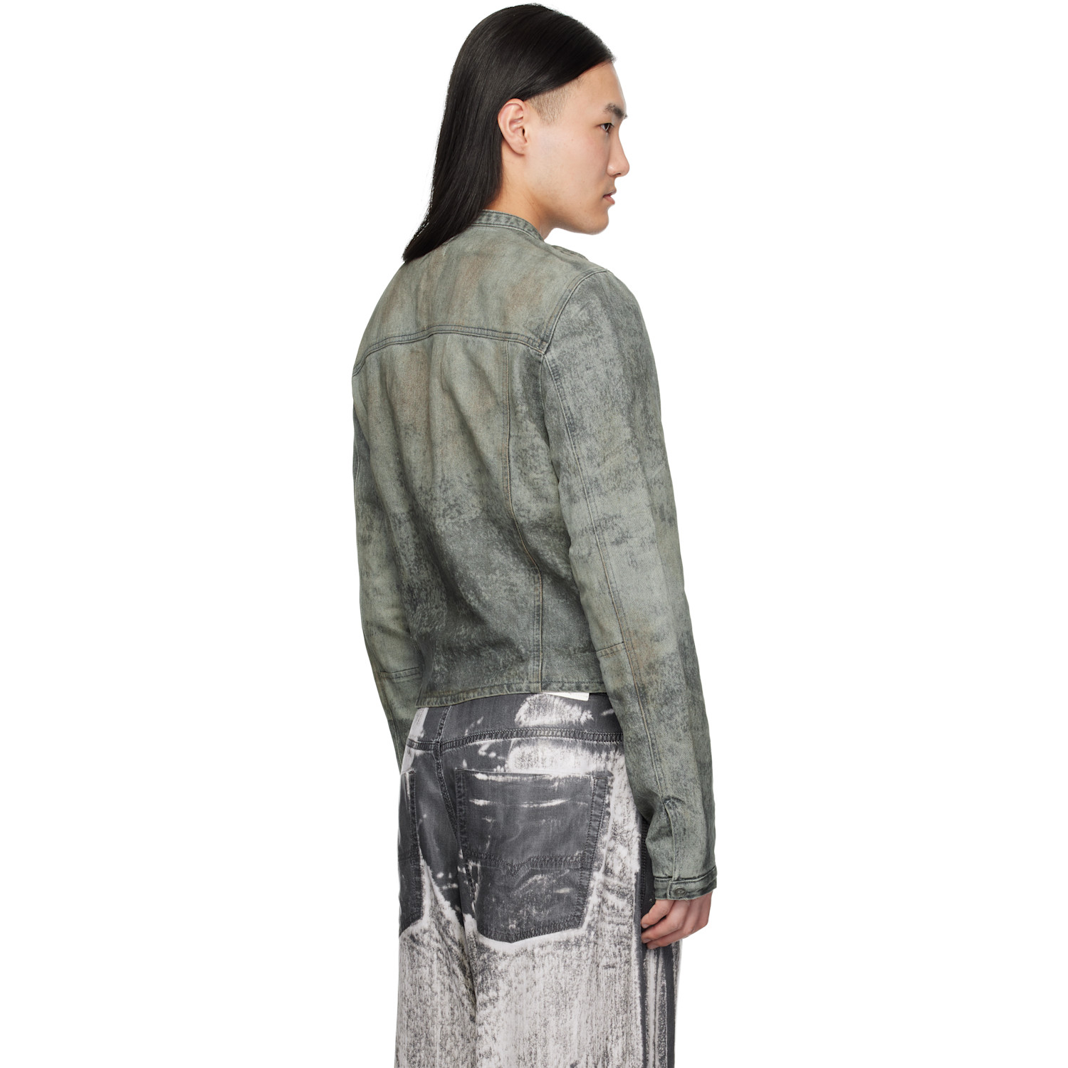  Diesel Gray Cotton-hemp Satin Denim Jacket 