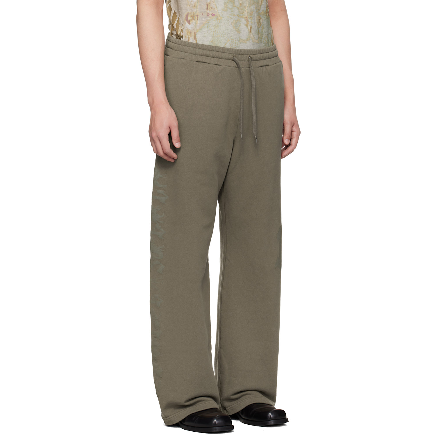  Diesel Brown Treated Logo Print Sweatpants 