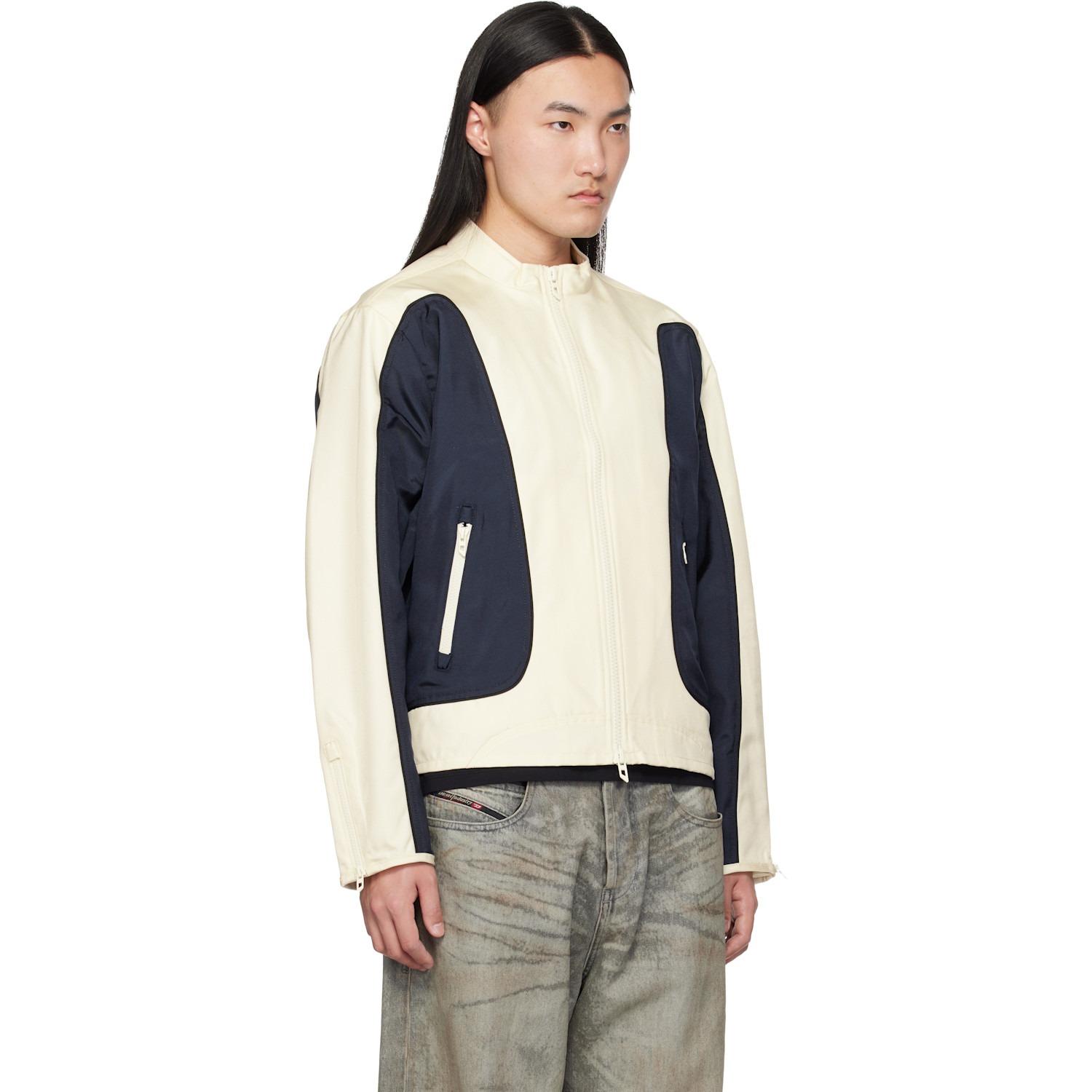  Diesel Off-white & Navy J-blink-wrd Jacket 