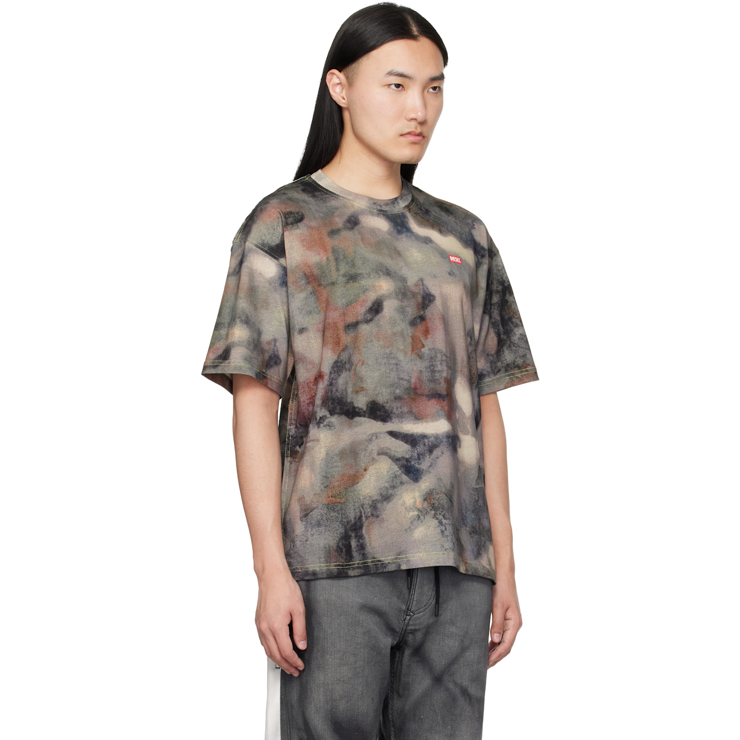  Diesel Multicolor Heavy Cotton Camo Print T-shirt 