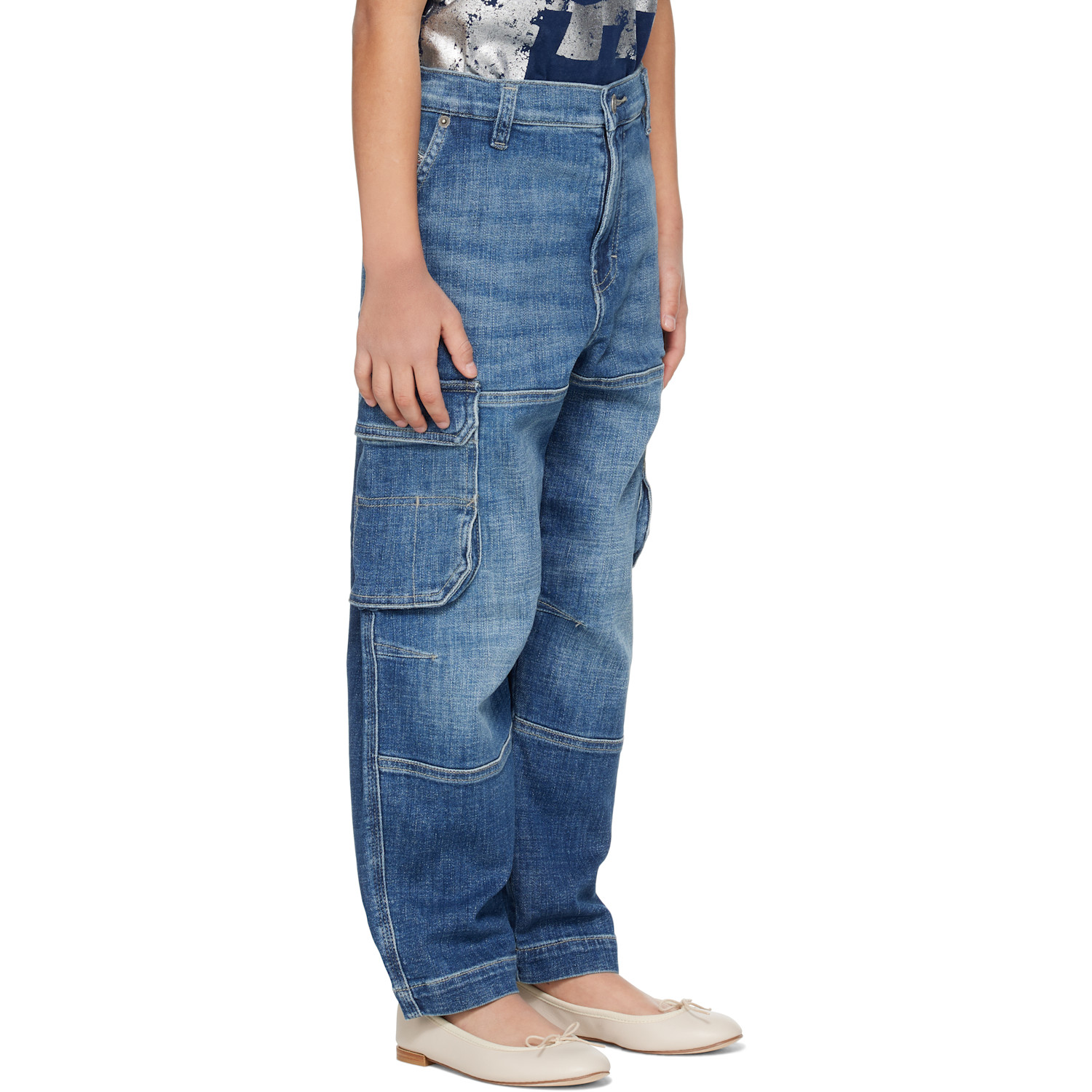  Diesel Kids Blue D-dave-cargo-j Denim Cargo Pants 