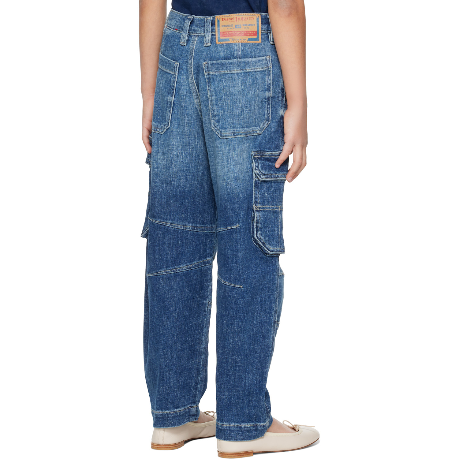  Diesel Kids Blue D-dave-cargo-j Denim Cargo Pants 