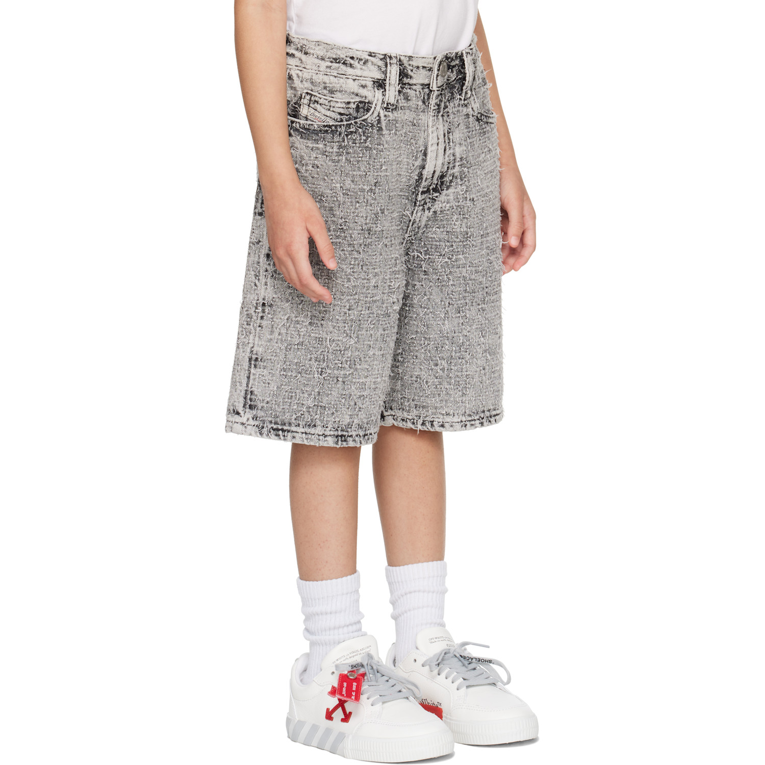  Diesel Kids Gray Textured Finish Denim Shorts 