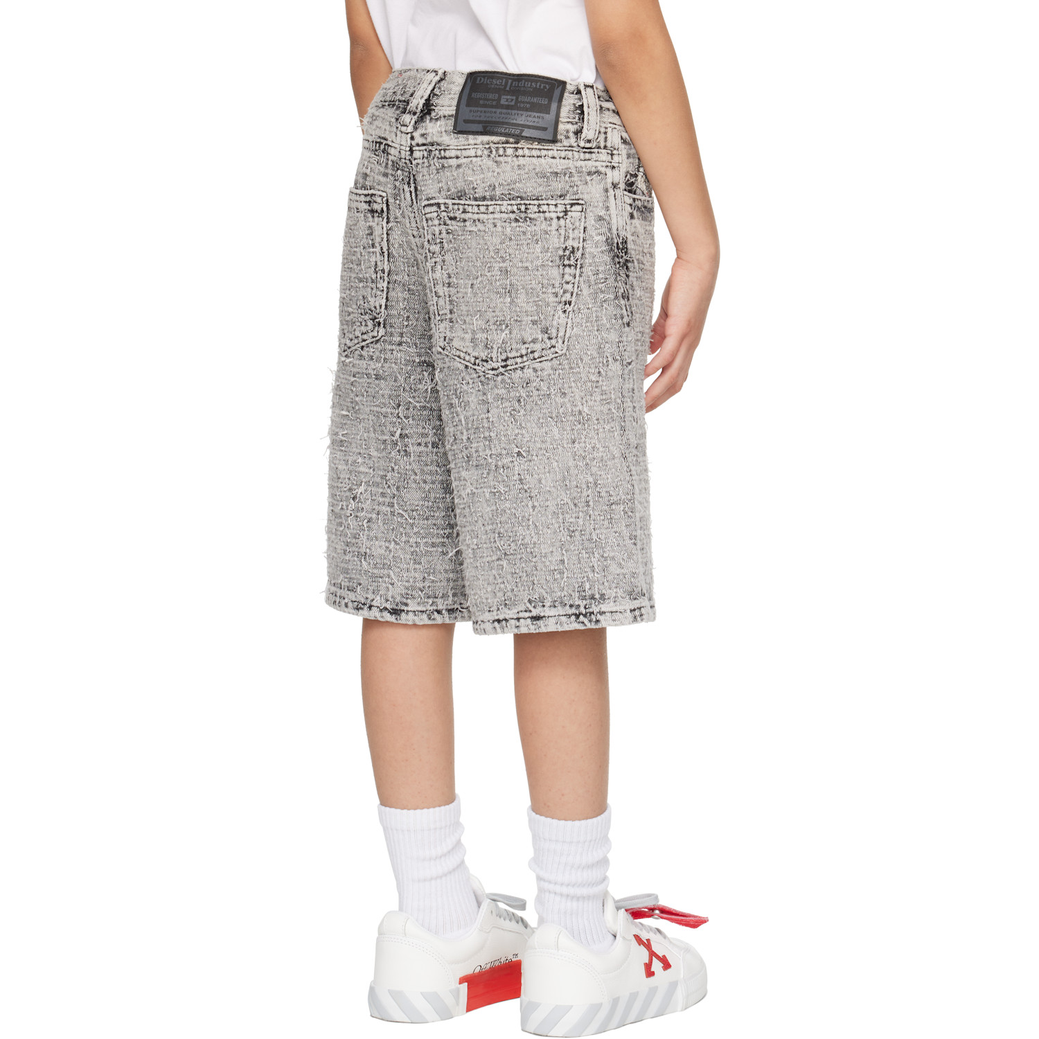  Diesel Kids Gray Textured Finish Denim Shorts 