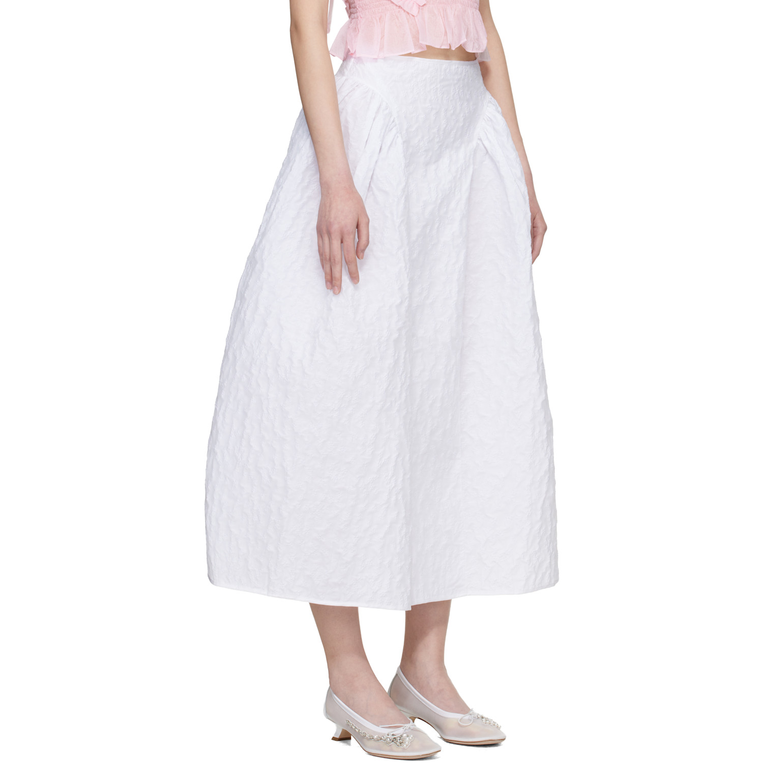  Cecilie Bahnsen White Cbfabiola Midi Skirt 