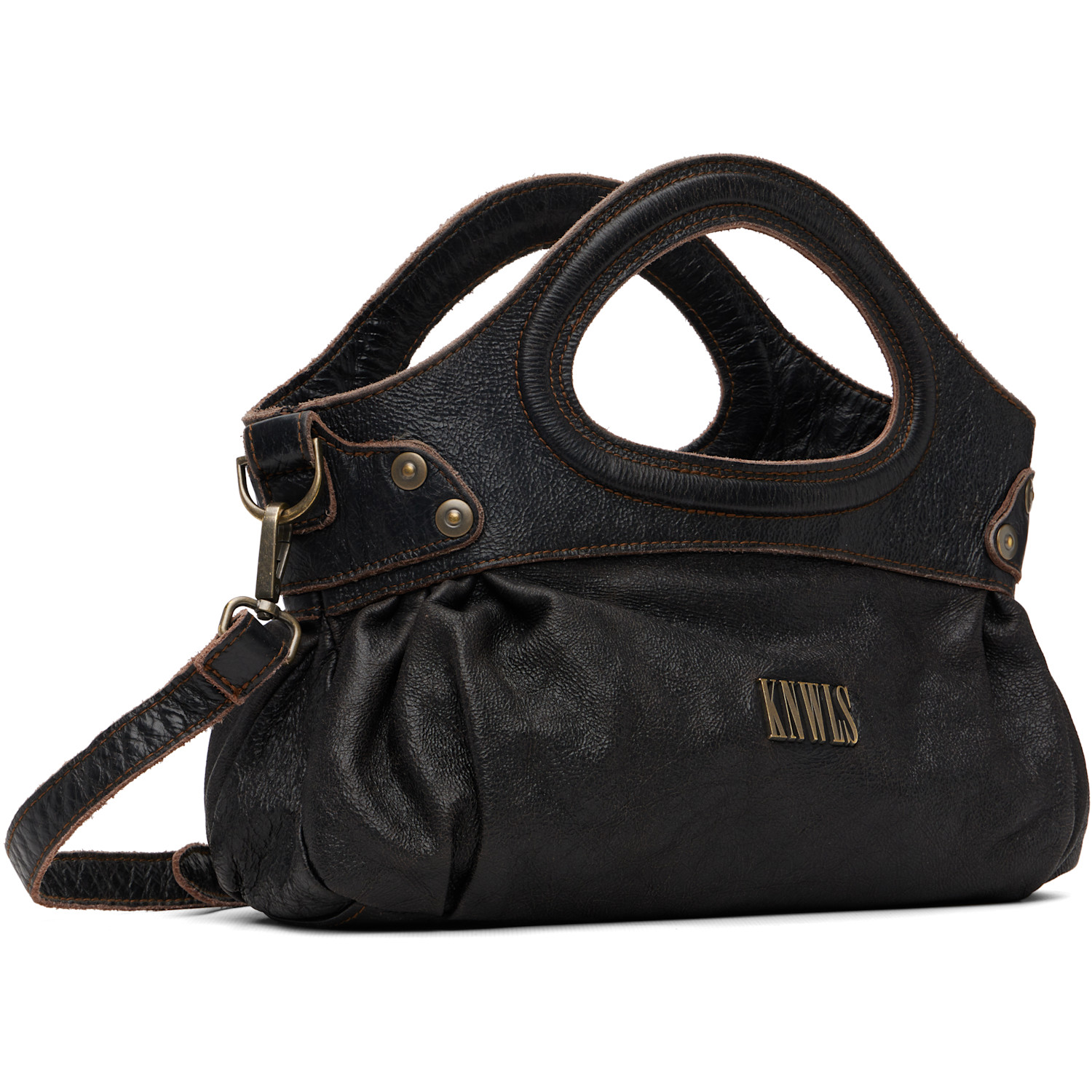  Miss Sixty Black & Brown Knwls Edition Distressed Bag 