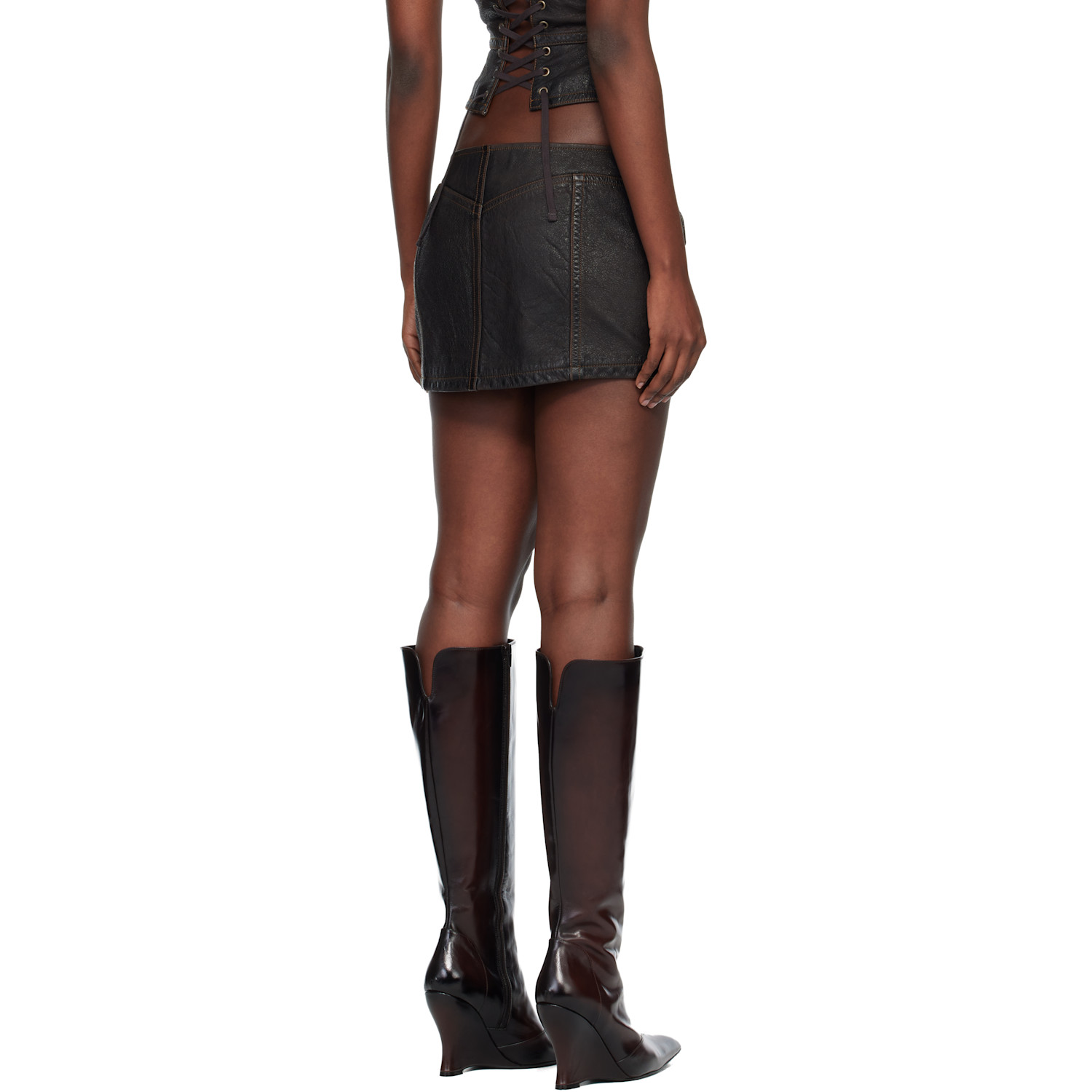  Miss Sixty Black Knwls Edition Leather Miniskirt 