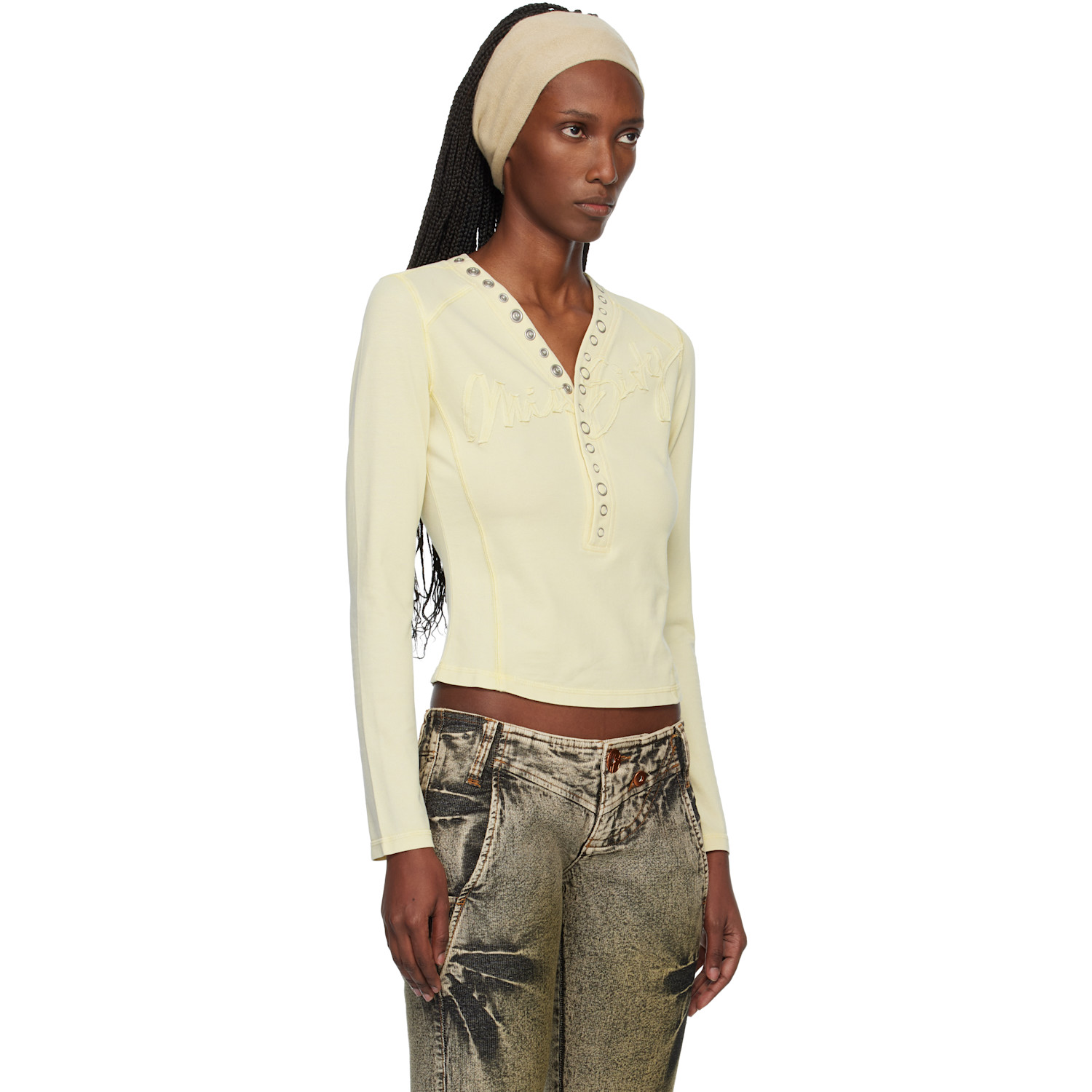  Miss Sixty Yellow Knwls Edition Logo Patchwork Top 