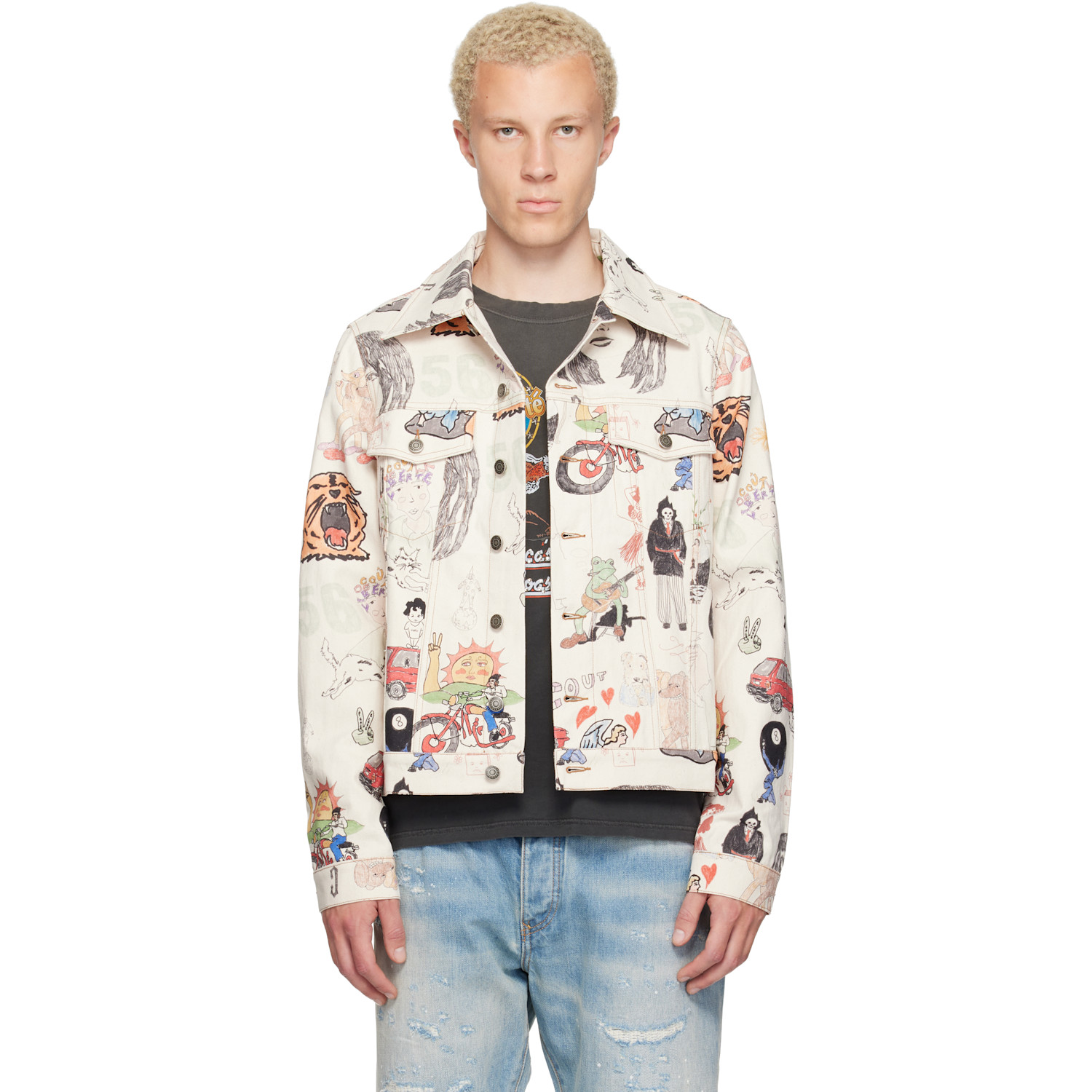 COÛT DE LA LIBERTÉ Off-White Johnny California Cool Japan Canvas Trucker Jacket