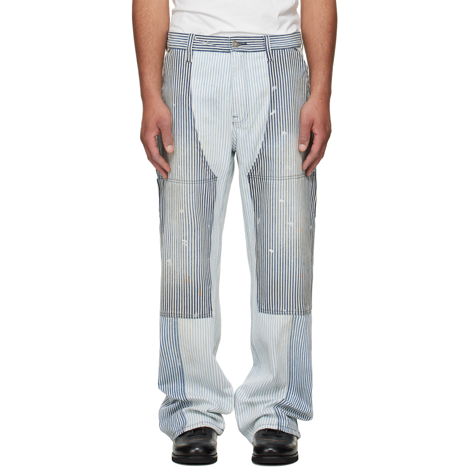 COÛT DE LA LIBERTÉ Blue & White Max Hickory Stripe Union Work Jeans