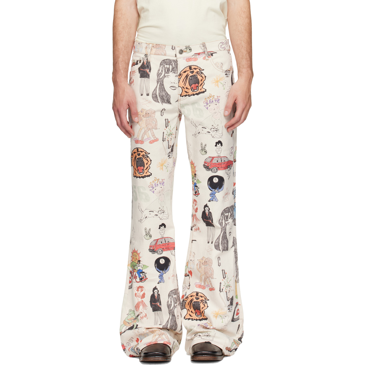 COÛT DE LA LIBERTÉ Off-White Jimmy California Cool Japan Canvas Flare Jeans